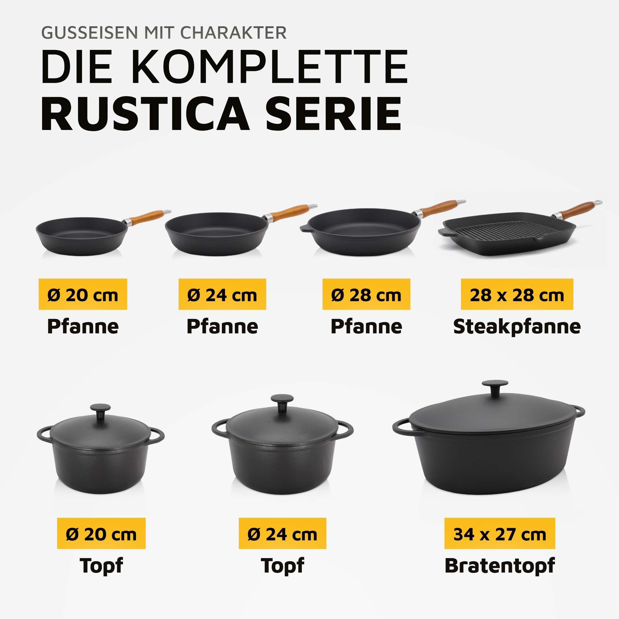 Krüger Steakpfanne »Einsenguss Grill-/ Steakpfanne RUSTICA, 28 x 28cm« Gusseisen 1 Stk. tlg. für Induktions-Kochfelder geeignet