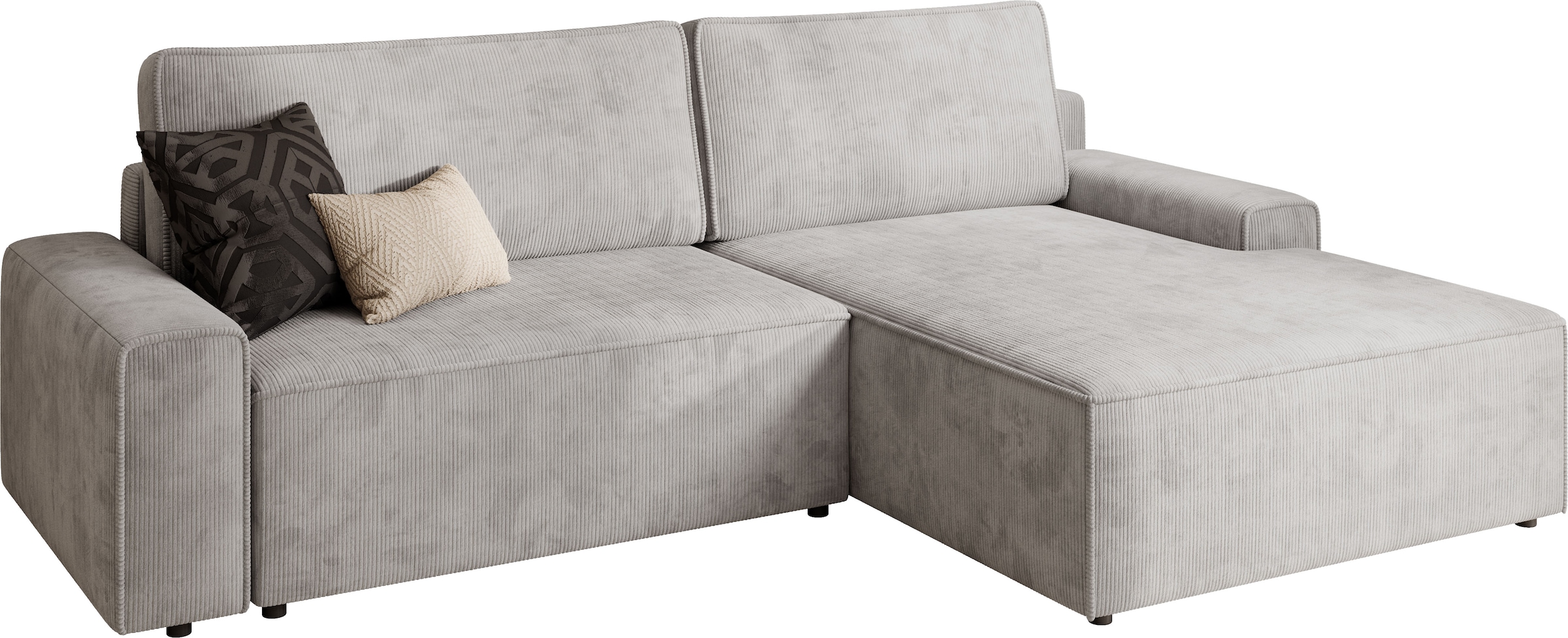 TRENDMANUFAKTUR Ecksofa »Challenge, Schlafsofa mit Bettkasten, Couch in L-Form, Breite 245 cm«, Recamiere beidseitig montierbar, auch in trendigem Cordstoff