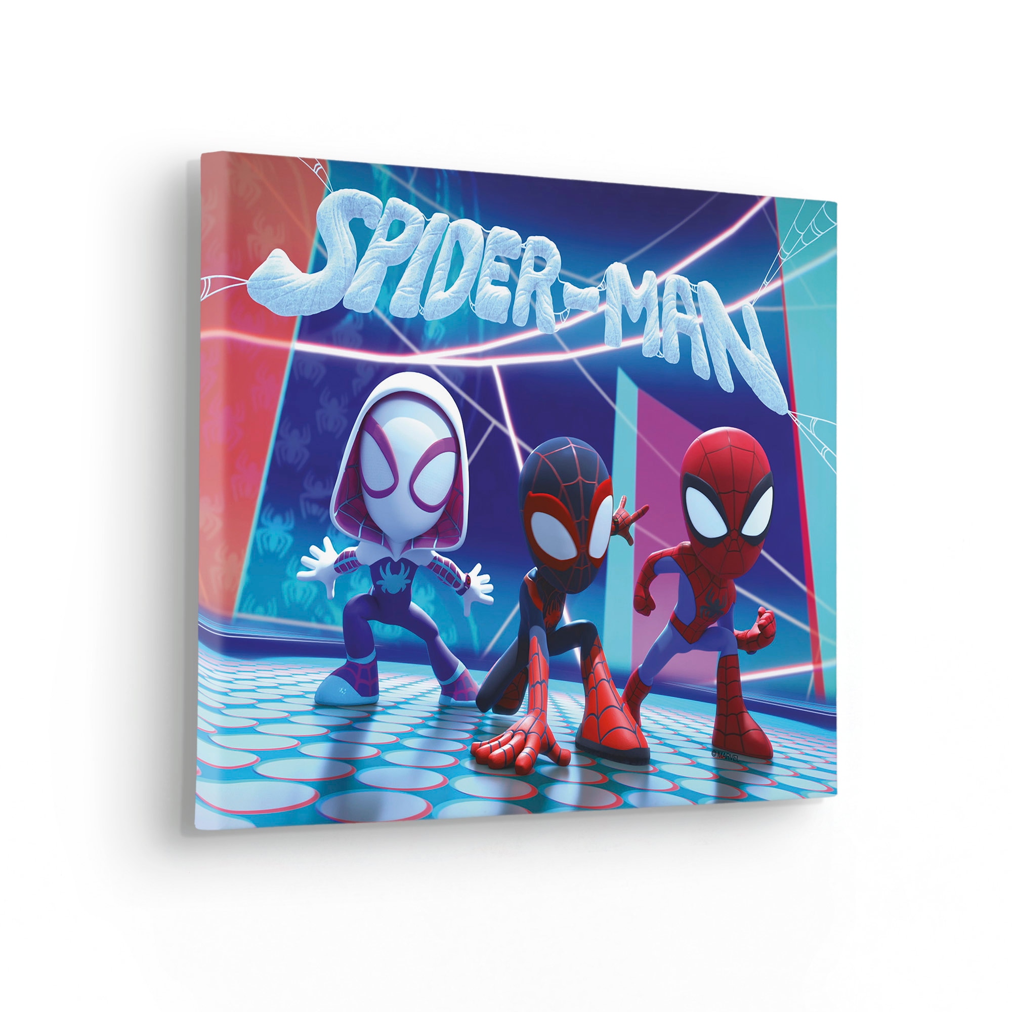 Komar Leinwandbild »Spidey and His Amazing Friends Glowy Spideys - Größe 40 x 30 cm«, Comic, (1 St.), Keilrahmenbild mit Echtholzrahmen, Kinderzimmer