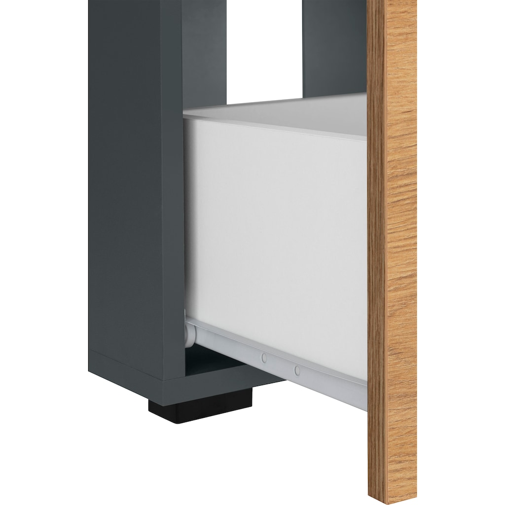 INOSIGN Waschbeckenunterschrank »Skara«, mit 1 Klappe und 1 Schubkasten, mit schwarzen Griffen, Breite 60 cm, Höhe 55 cm