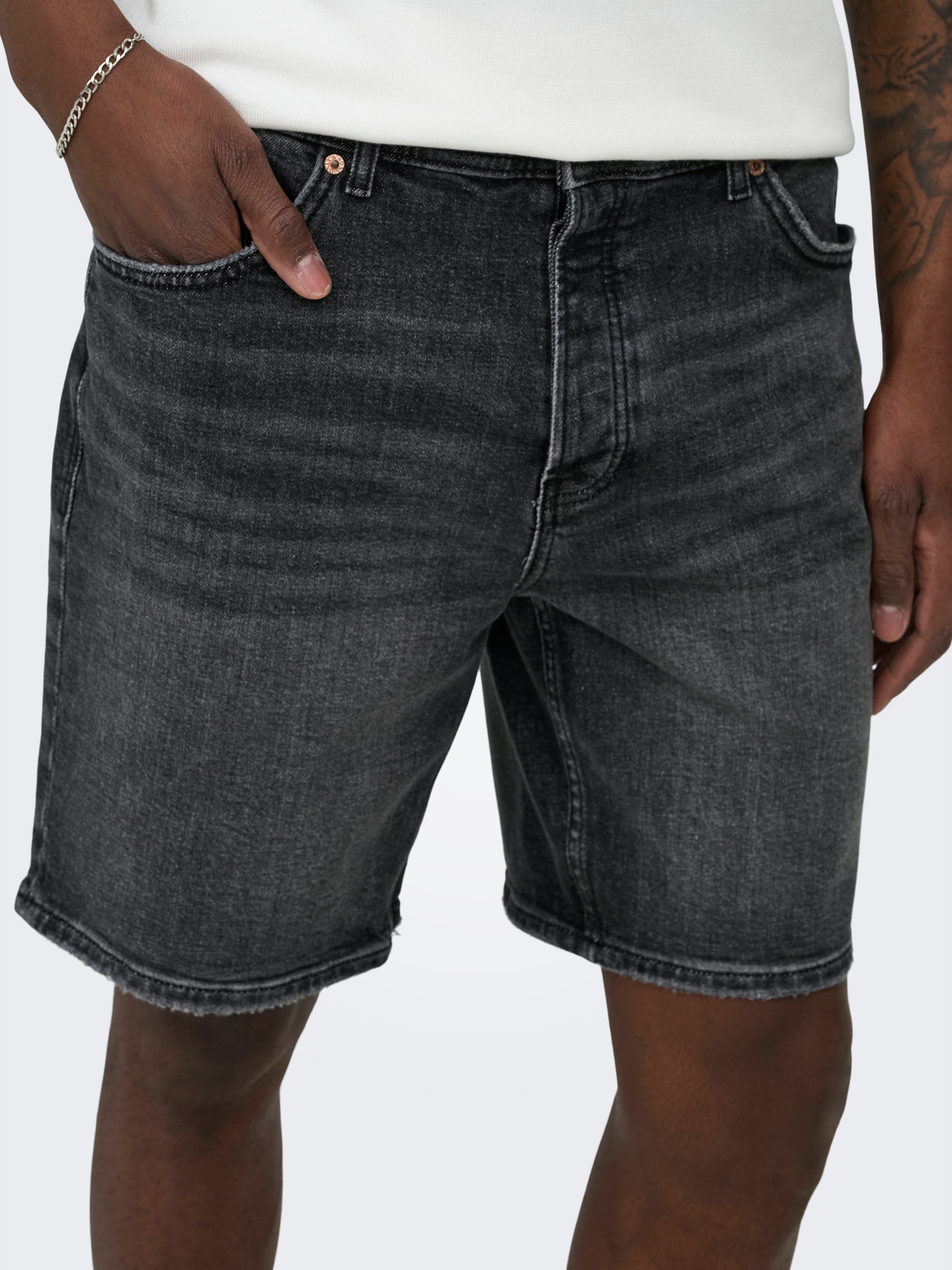 ONLY & SONS Jeansshorts »ONSEDGE PERF WB 6968 DOT DNM SHORTS NOOS« Baumwollmischung, straight fit