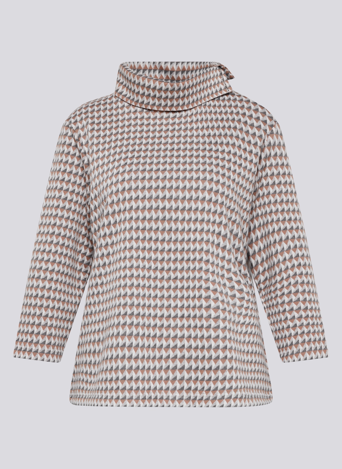 Rabe 3/4-Arm-Shirt mit grafischem Muster und Schalkragen mit Glitzersteinen