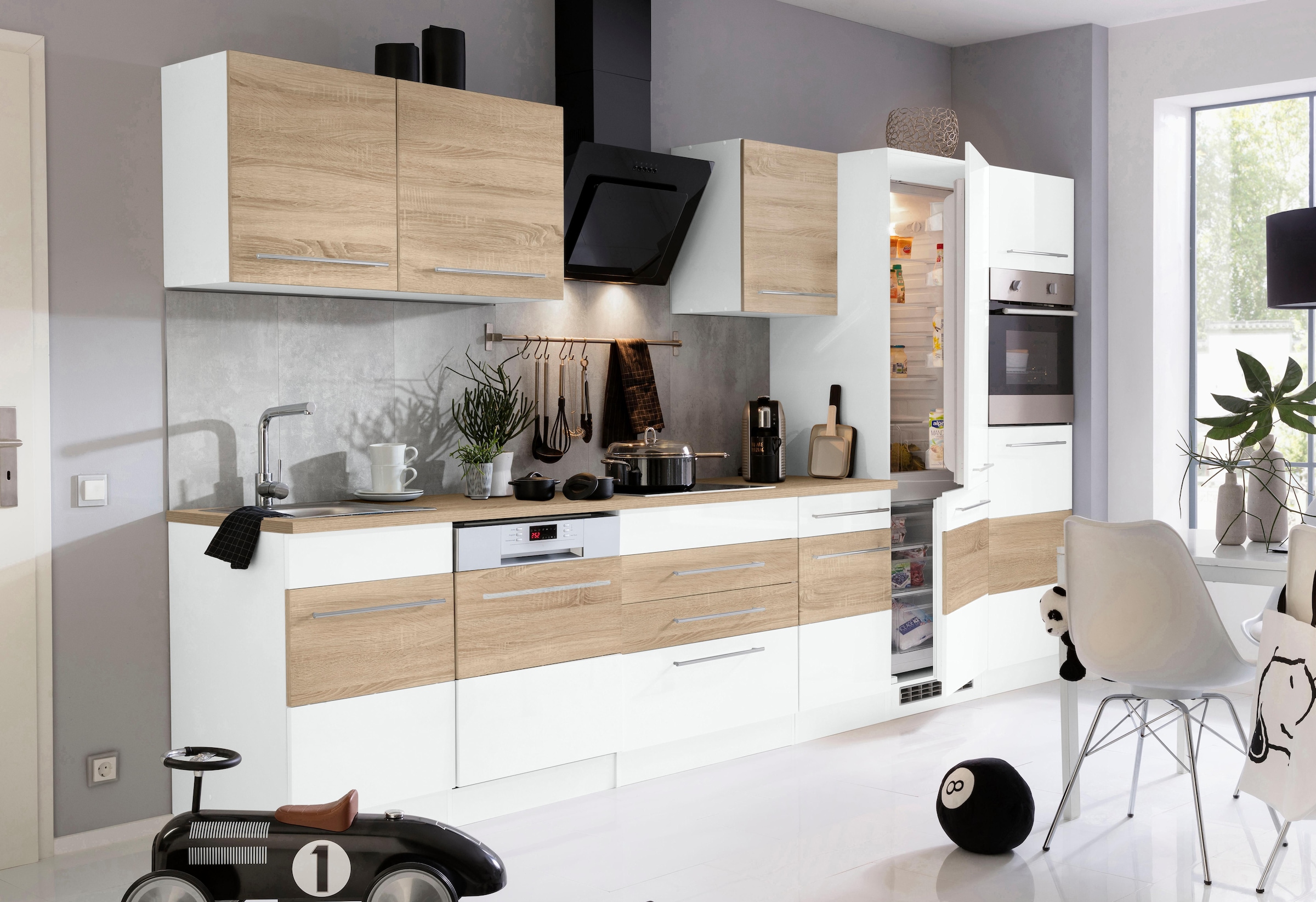 KOCHSTATION Küchenzeile »KS-Trient« Breite 360 cm, wahlweise mit E-Geräten, mit Arbeitsplatte