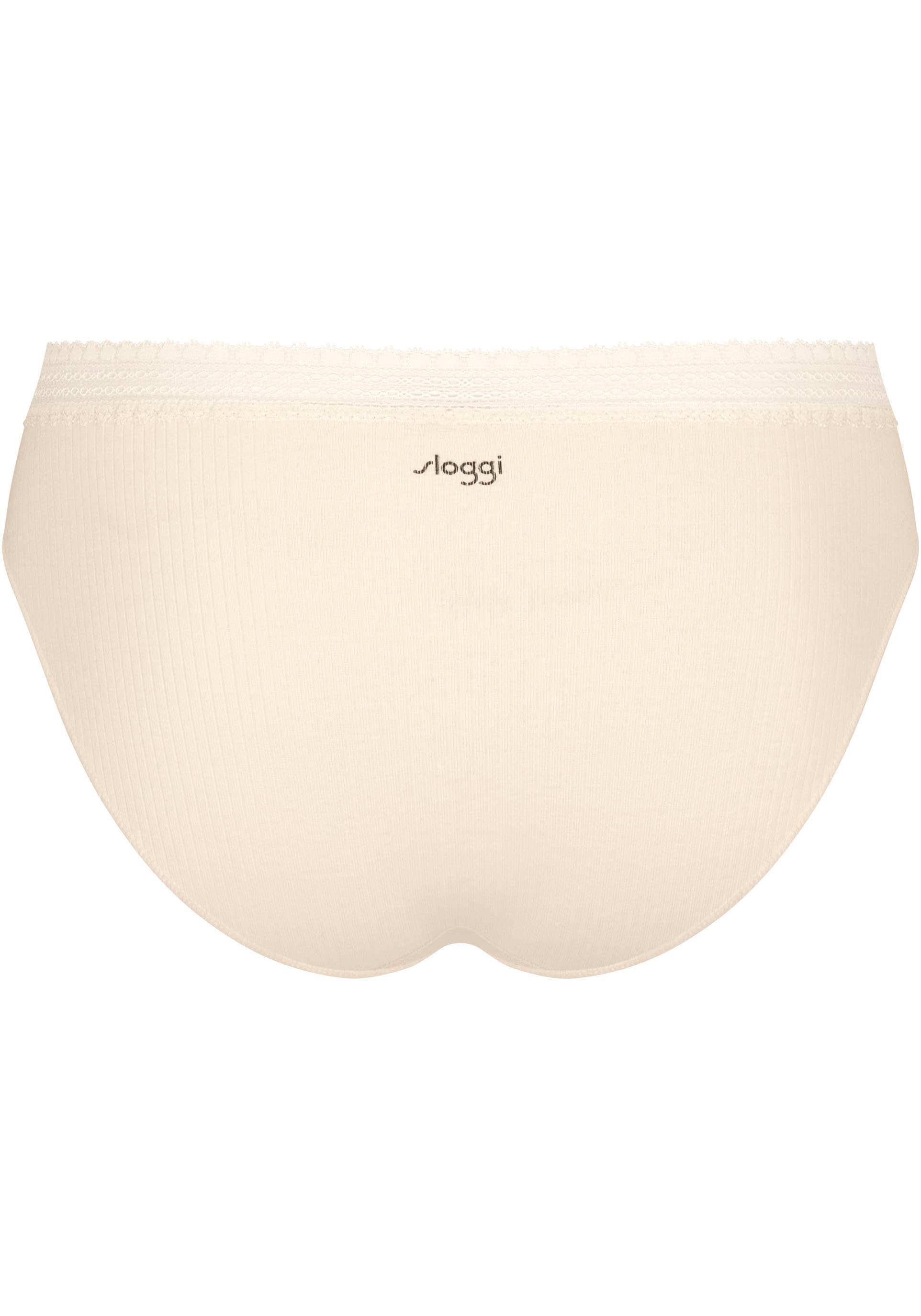 sloggi Slip »GO Ribbed R Tai C2P«, (2er Pack), weiche Rippware mit Spitzenbesatz
