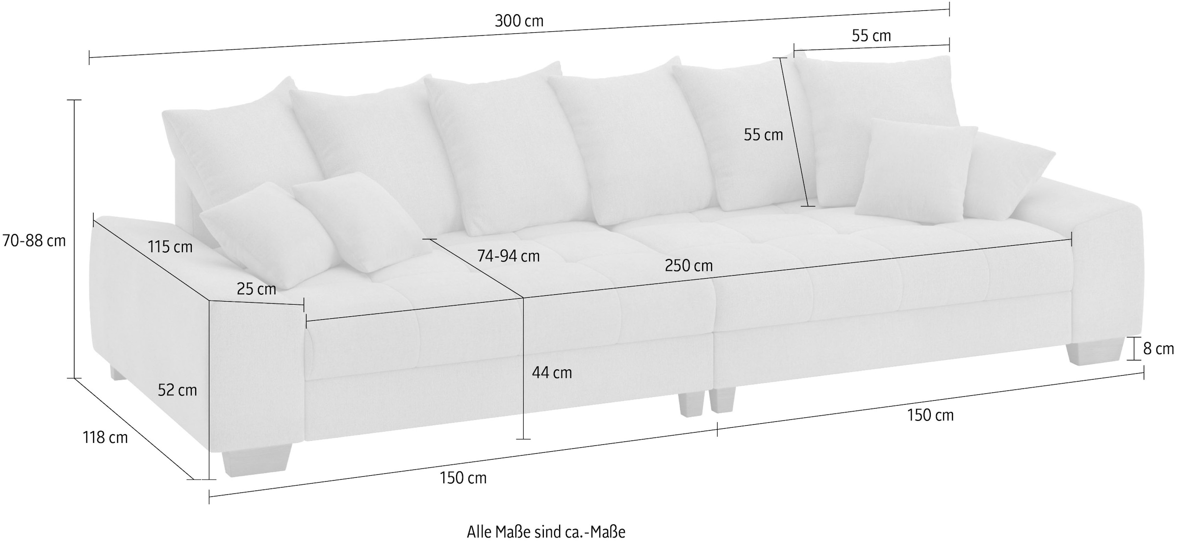 Mr. Couch Big-Sofa »Nikita II«, Wahlweise mit Kaltschaumpolsterung, bis 140 kg belastbar
