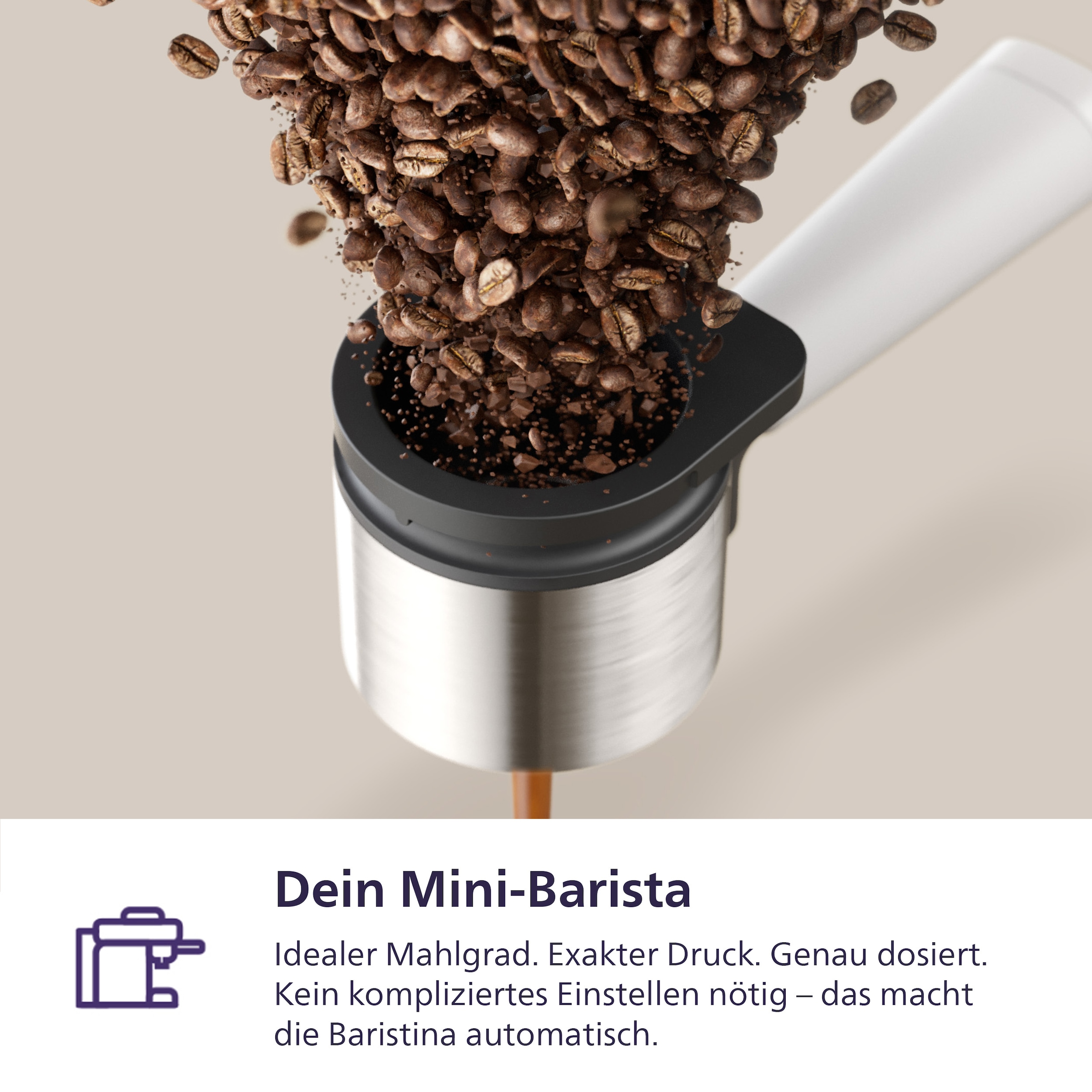 PHILIPS baristina Espressomaschine »mit Bean swap BAR320/00 mit Mahlwerk für ganze Bohnen«, Dualer Bohnenbehälter, Naturweiß​