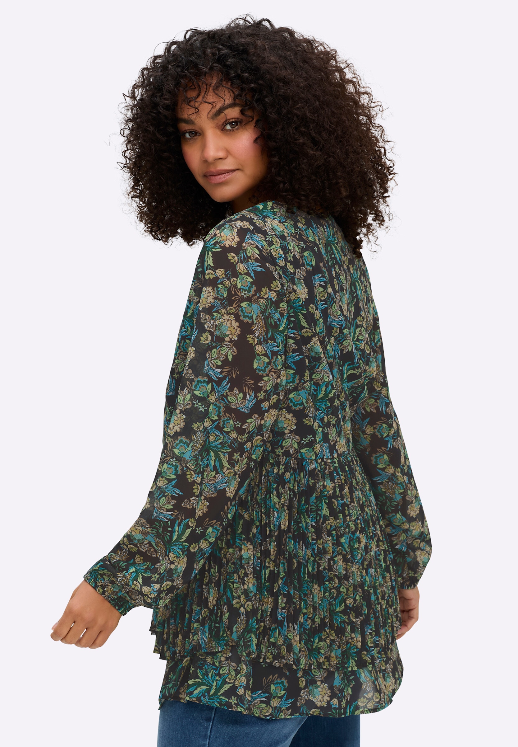 sheego by Joe Browns Longbluse »Tunika Tunika aus Chiffon, mit Plisseefalten«