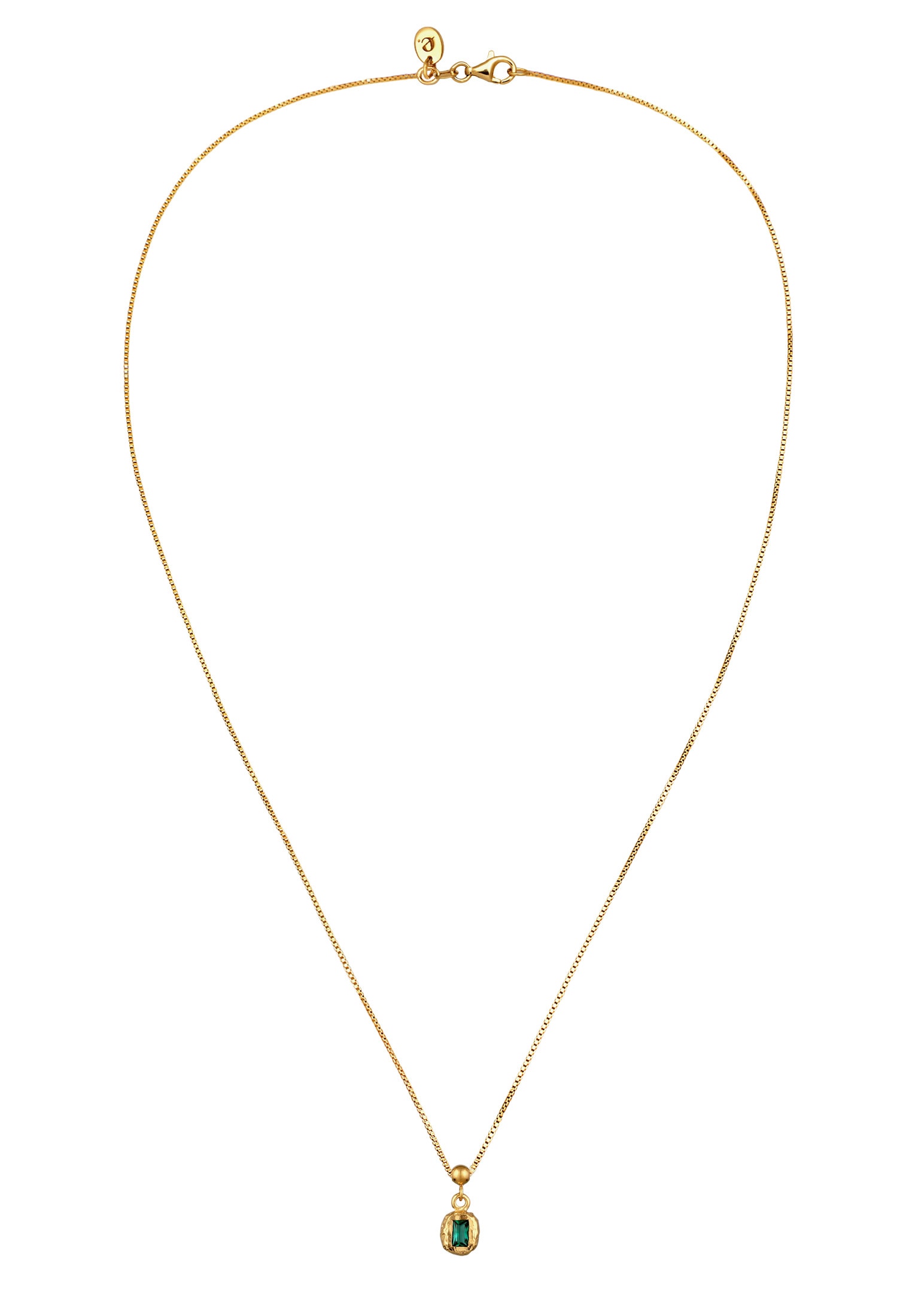 Elli Premium Kette mit Anhänger »Halskette Rechteck Synthetischer Smaragd Grün 925 Sterling Silber«