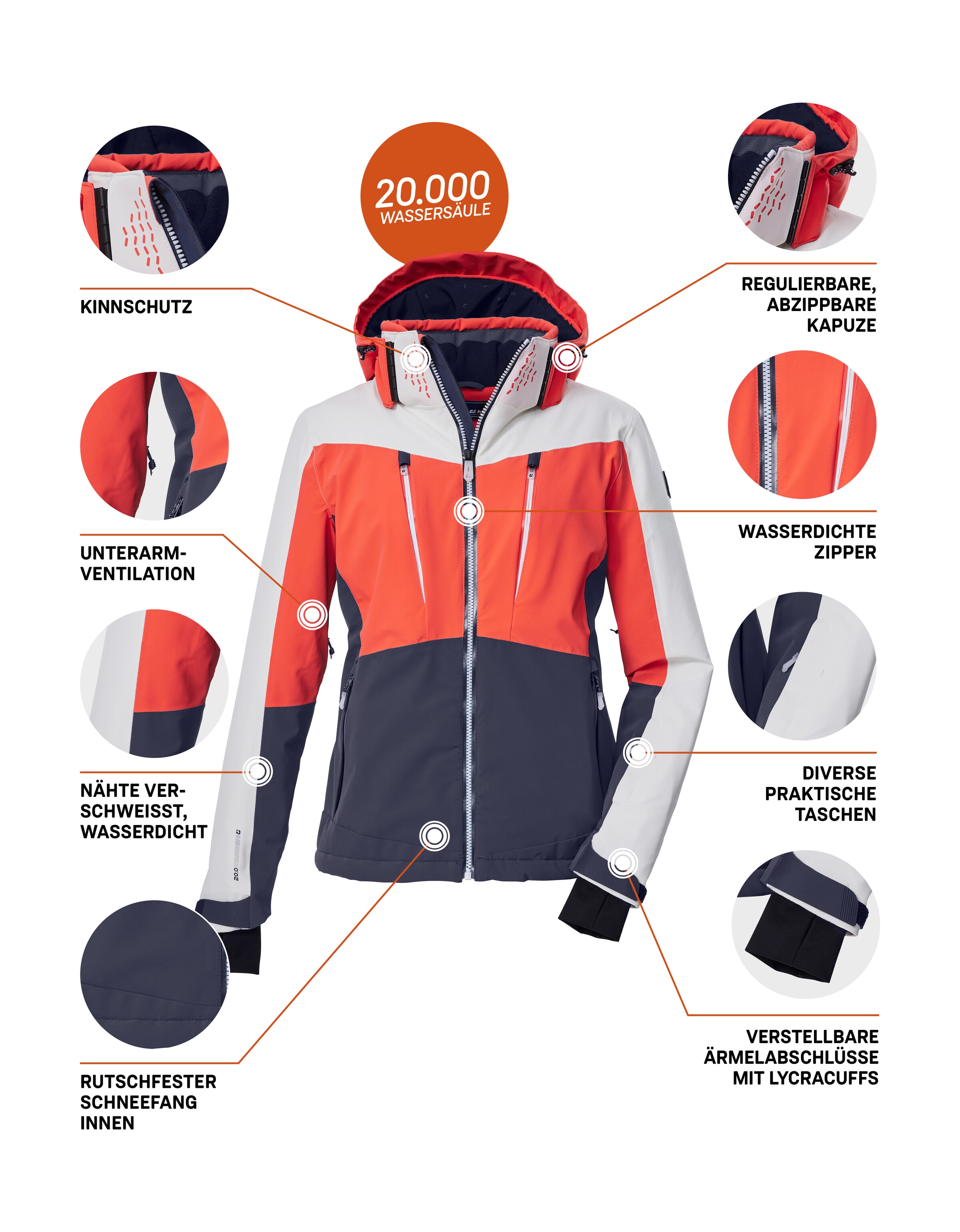 Killtec Skijacke »KSW 43 WMN SKI JCKT« Hochfunktionale Skijacke, wasserdicht, atmungsaktiv, 4-Wege-Stretch