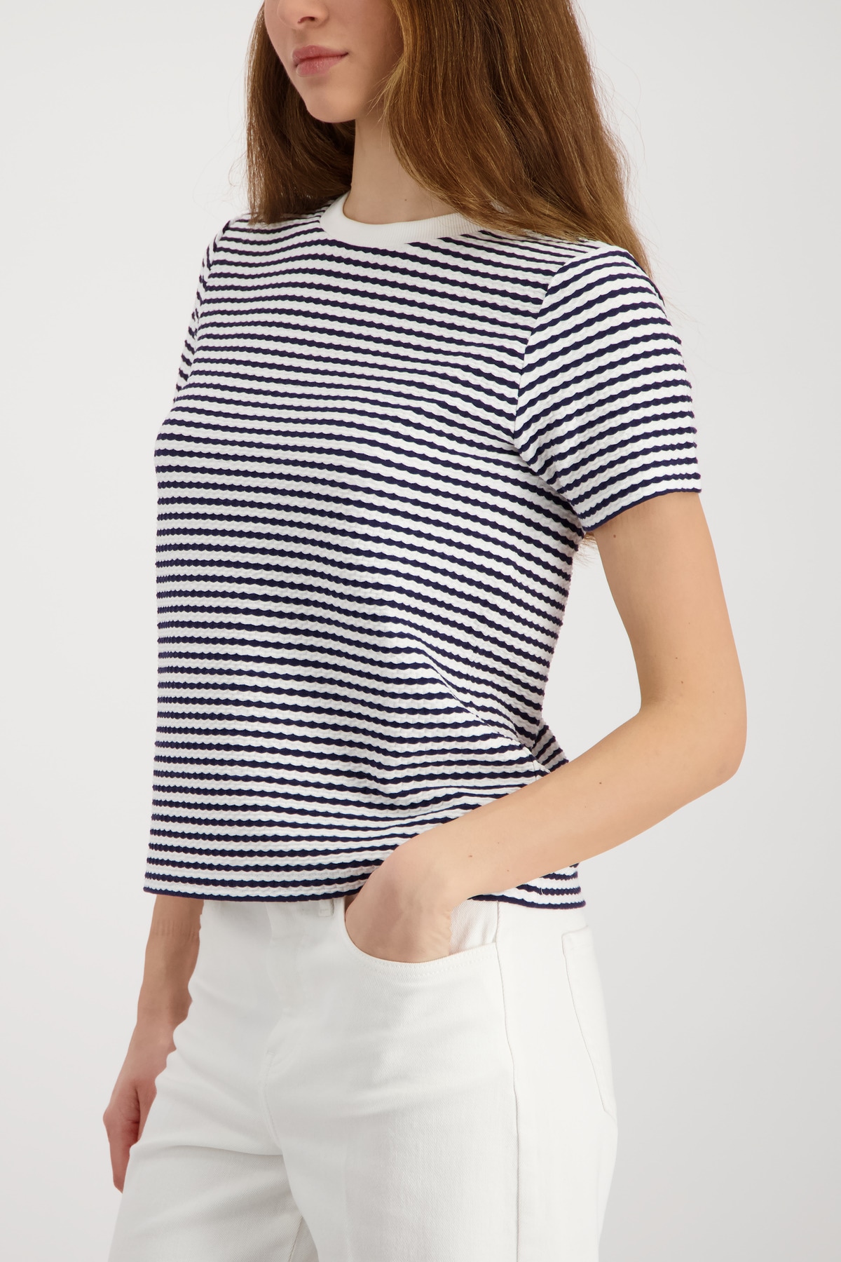Monari T-Shirt »Shirt Struktur« Rundhalsausschnitt, Strukturmuster, Regular Fit
