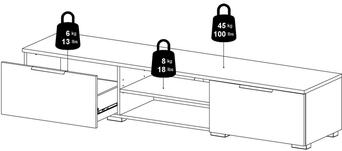 INOSIGN Lowboard »Match«, TV-Kommode, mit 2 Schubladen und Kabeldurchführung, Breite 172,7 cm