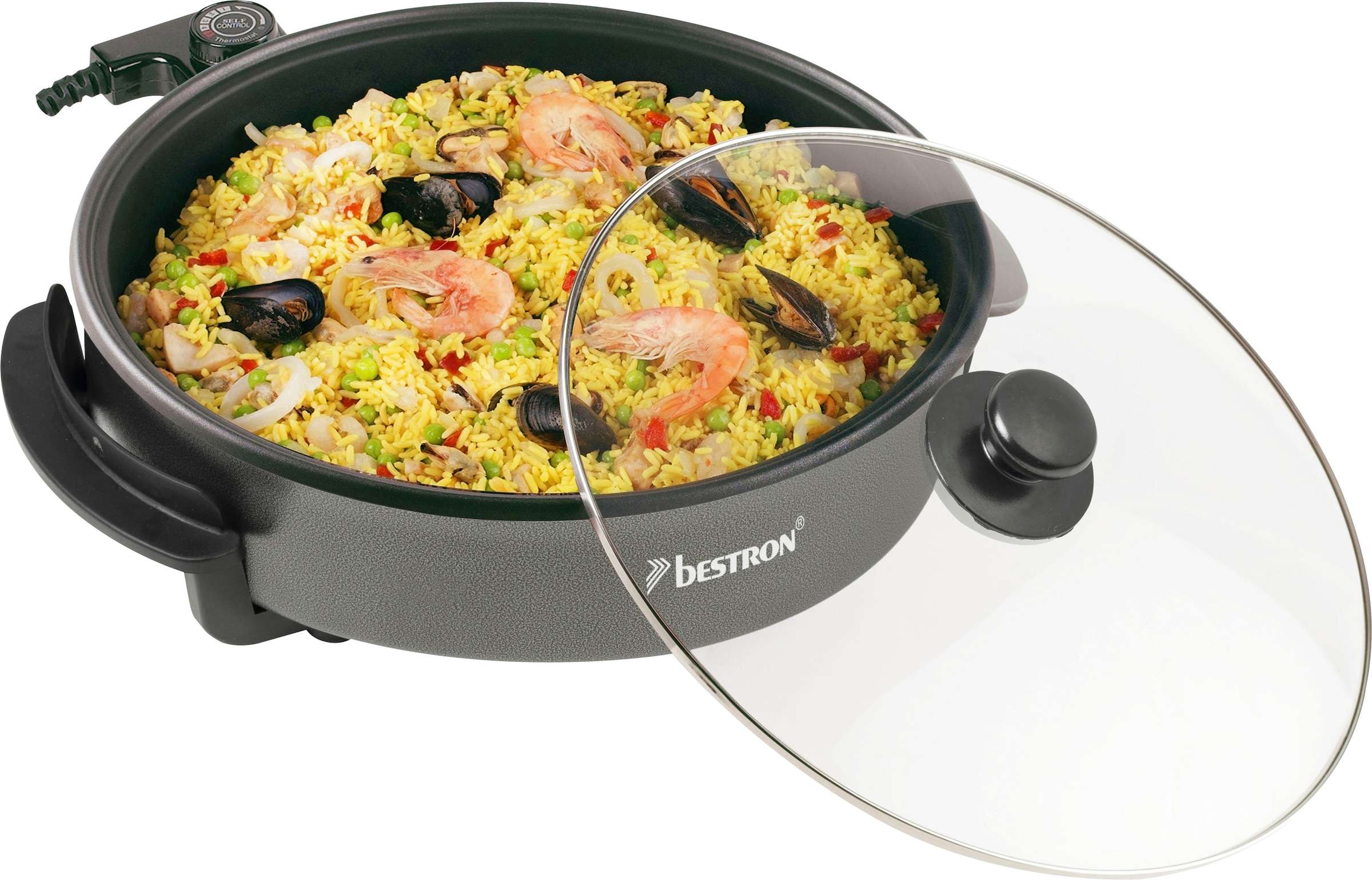bestron Elektrische Partypfanne »AHP1500Z Snackpfanne«, 1500 W, mit Antihaftbeschichtung, Schwarz