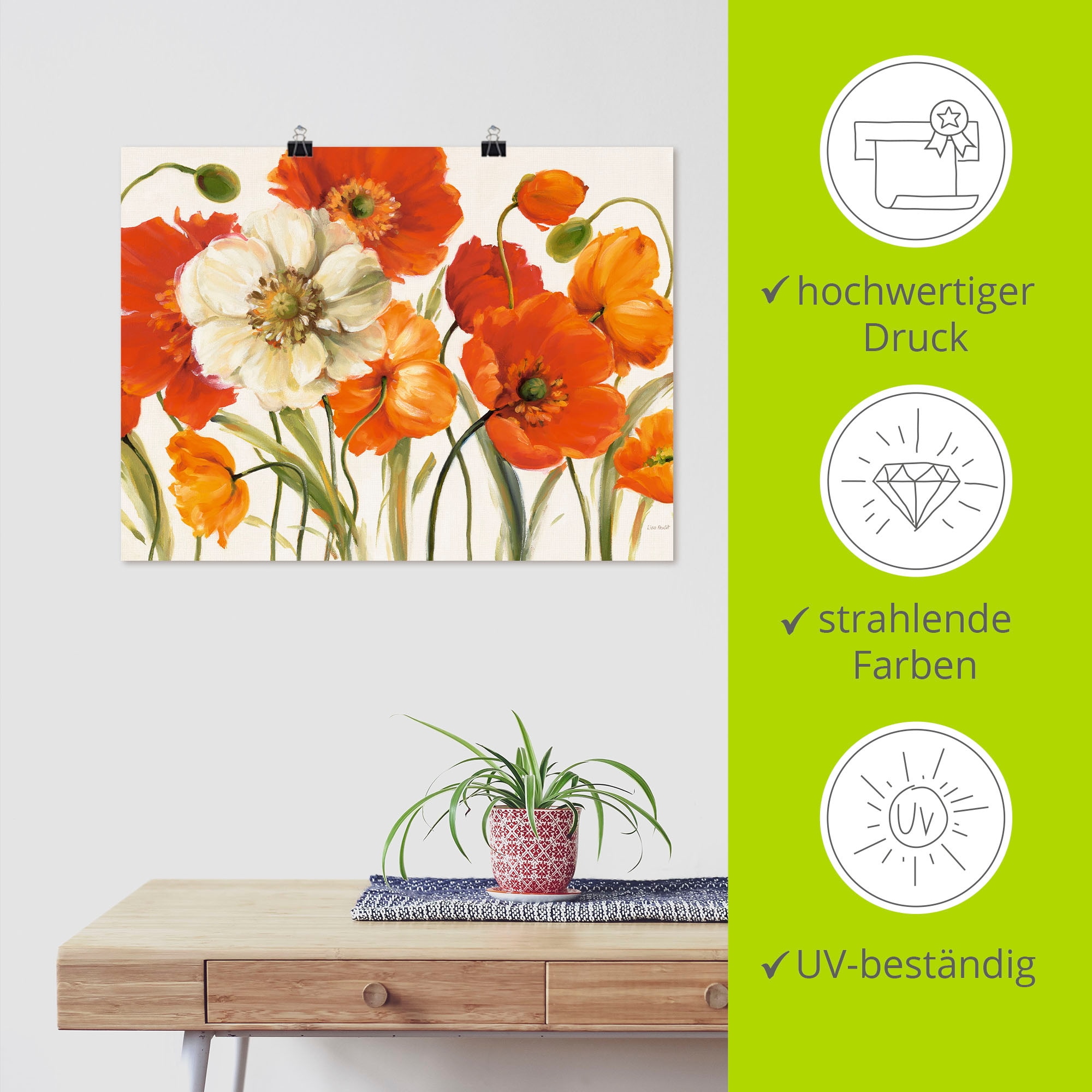 Artland Wandbild »Mohnblumen I« Blumen 1 Stk. tlg. als Leinwandbild, Poster, Wandaufkleber in verschied. Größen