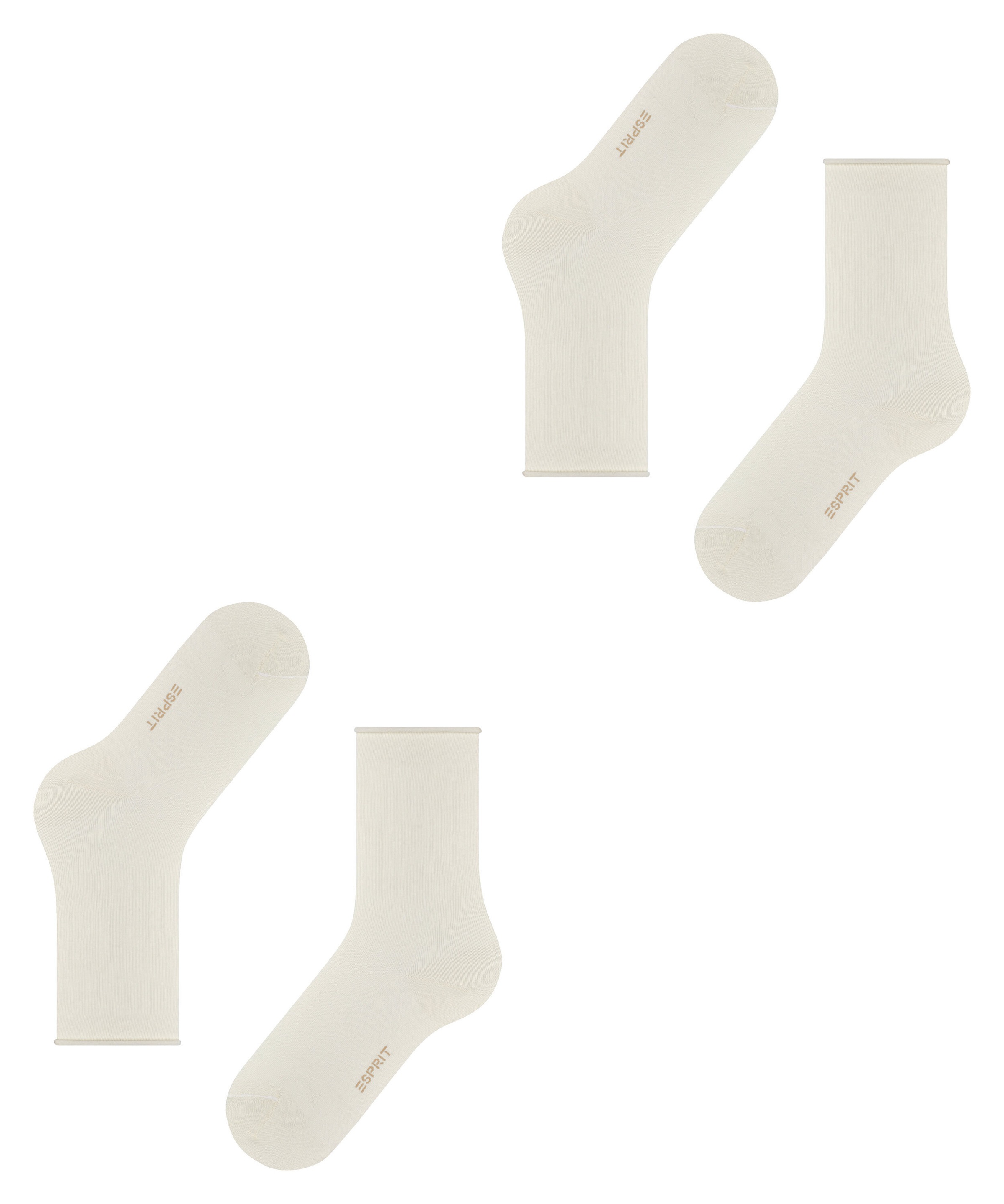 Esprit Socken »Basic Pure« 2 Paar, 2 Paar tlg. ohne einschneidendes Bündchen, Basic-Socke, Uni-Strümpfe atmungsaktiv