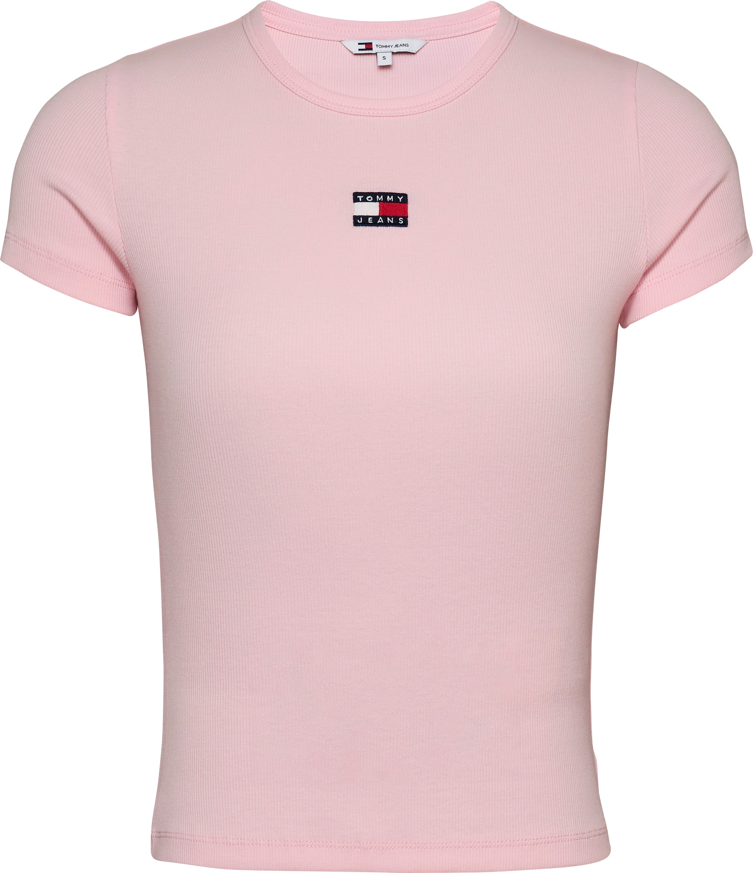 Tommy Jeans T-Shirt »TJW SLIM BADGE RIB TEE«, in Rippoptik