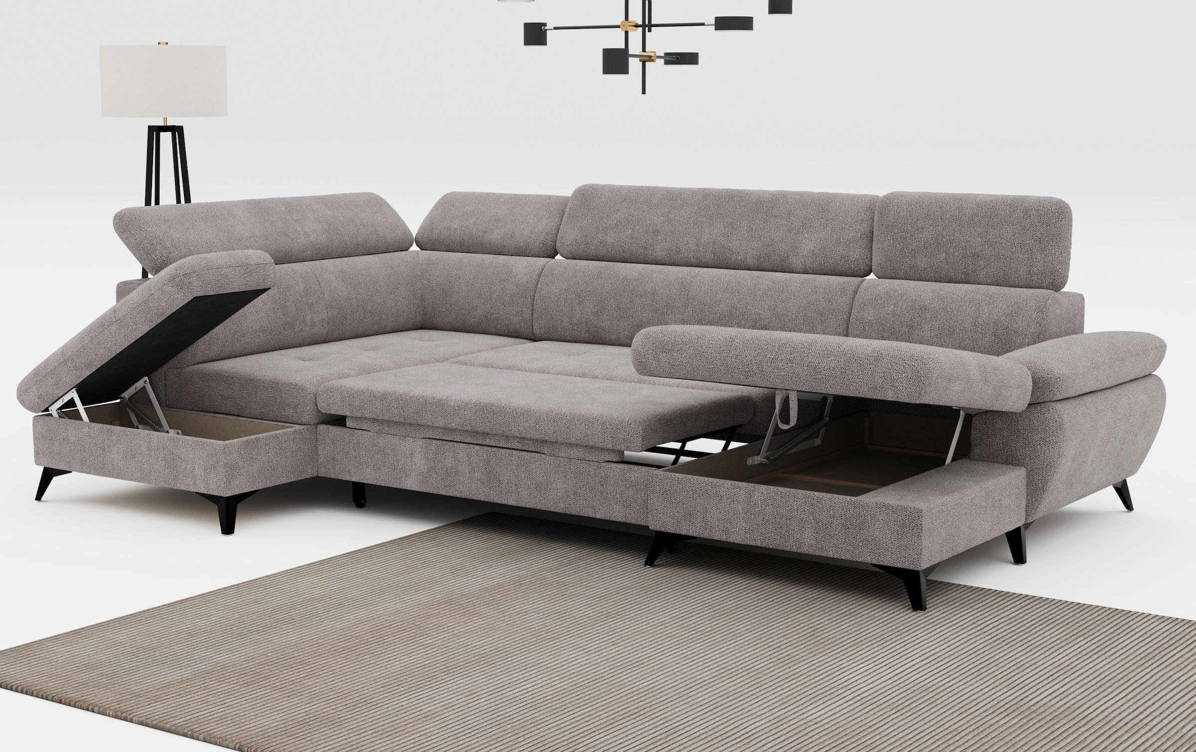 COTTA Wohnlandschaft »Hudson U-Form«, mit Kopfteilverstellung, wahlweise mit Bettfunktion & Bettkasten