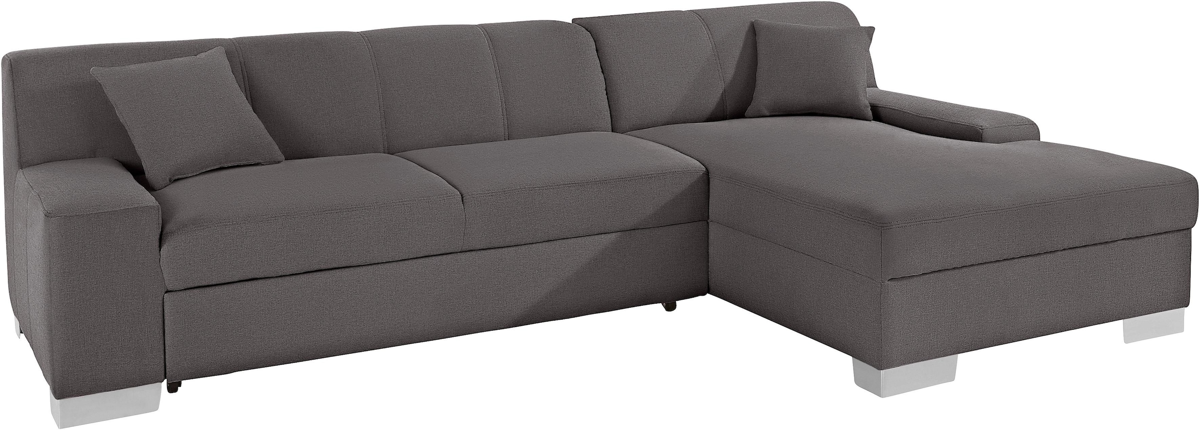 DOMO collection Ecksofa »Bero, elegant und zeitlos, flache  Armlehnen, Breite 268cm L-Form« fester Sitzkomfort, wahlweise mit Bettfunktion