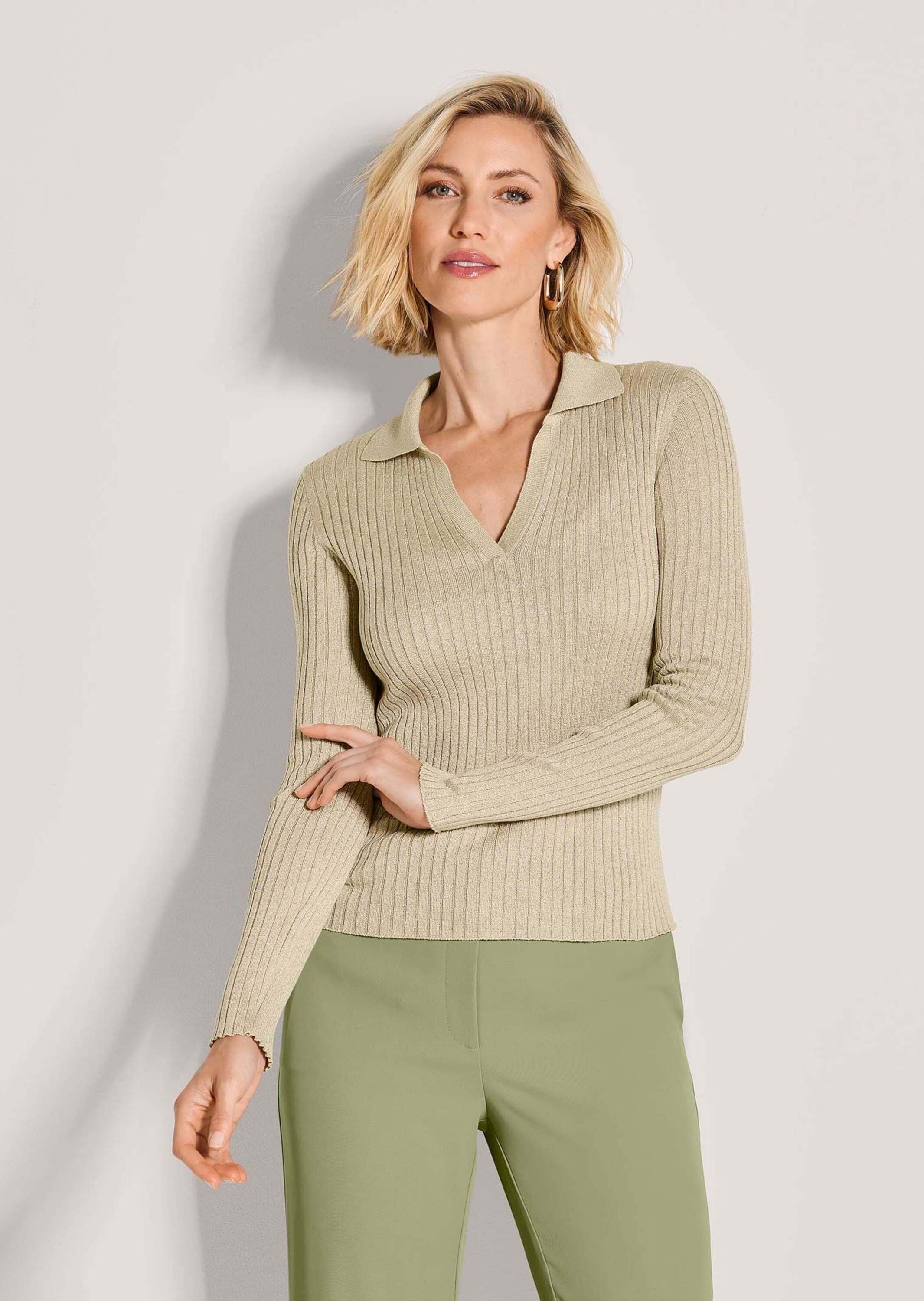 MADELEINE Longpullover »Strickpullover Glanzpullover mit Polokragen« Polokragen