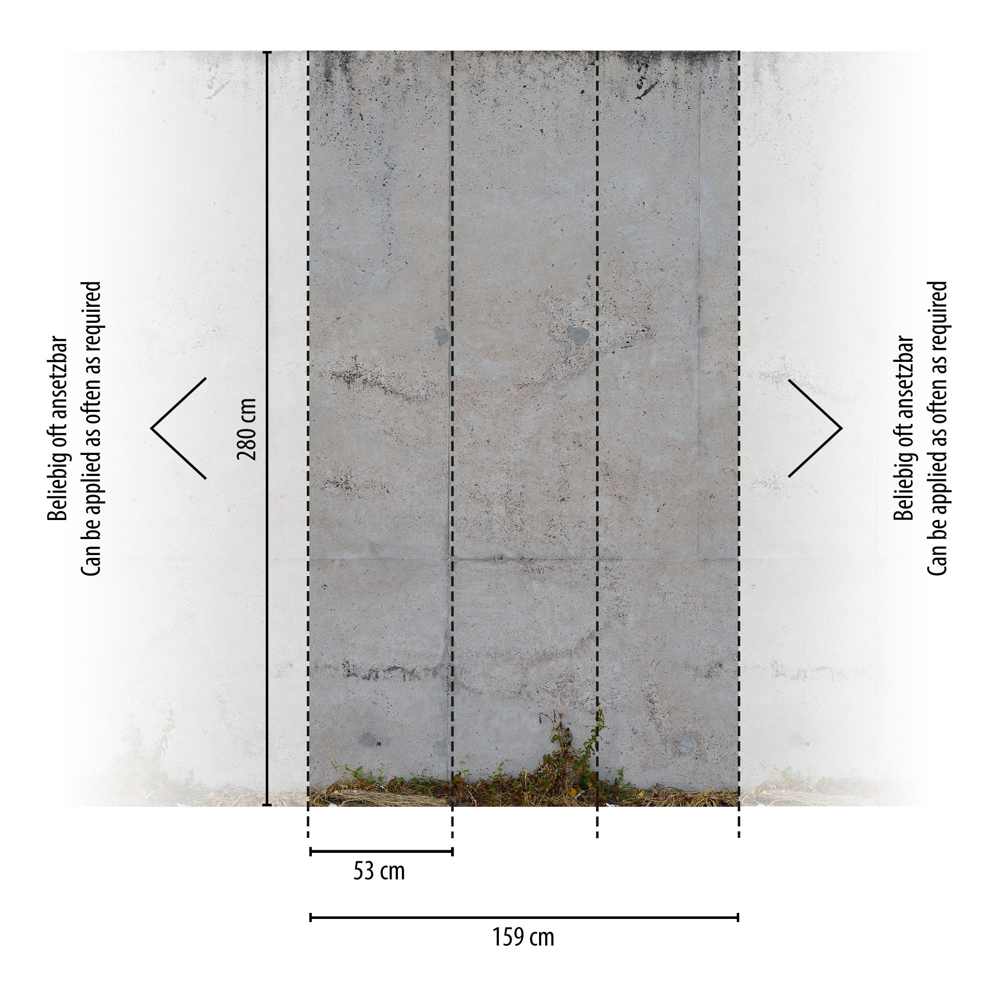 living walls Fototapete »Fototapete Betonwand« gemustert | matt | neutral glatt Betonoptik Industrial Look Loftoptik Steinwand Tapeten Wohnzimmer Flur