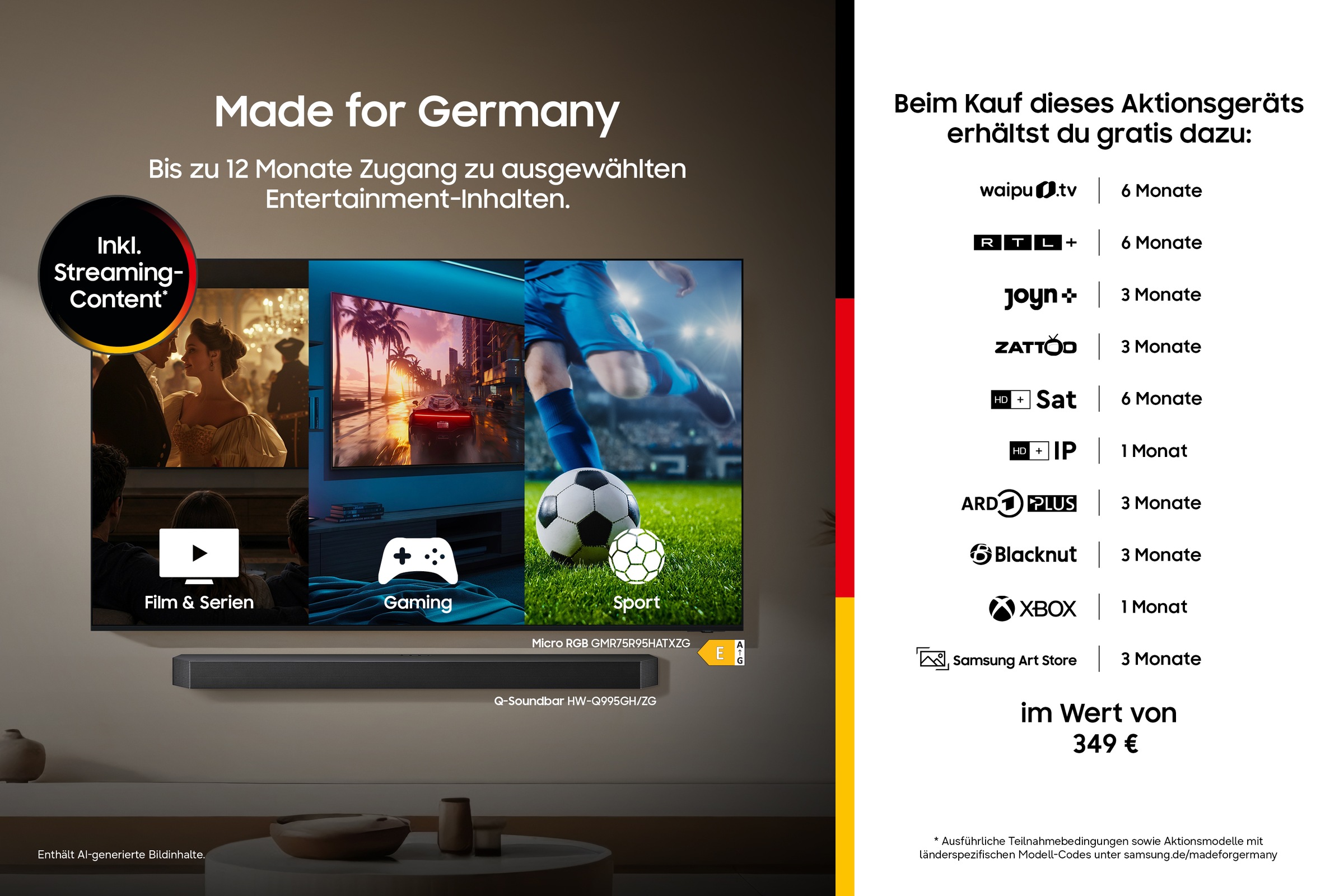 Samsung Mini-LED-Fernseher »GU85M80HAU« 214 cm/85 ″ Smart-TV Mini-LED HDR, Motion Xcelerator 144 Hz, AI Fußballmodus, Dynamik Sound