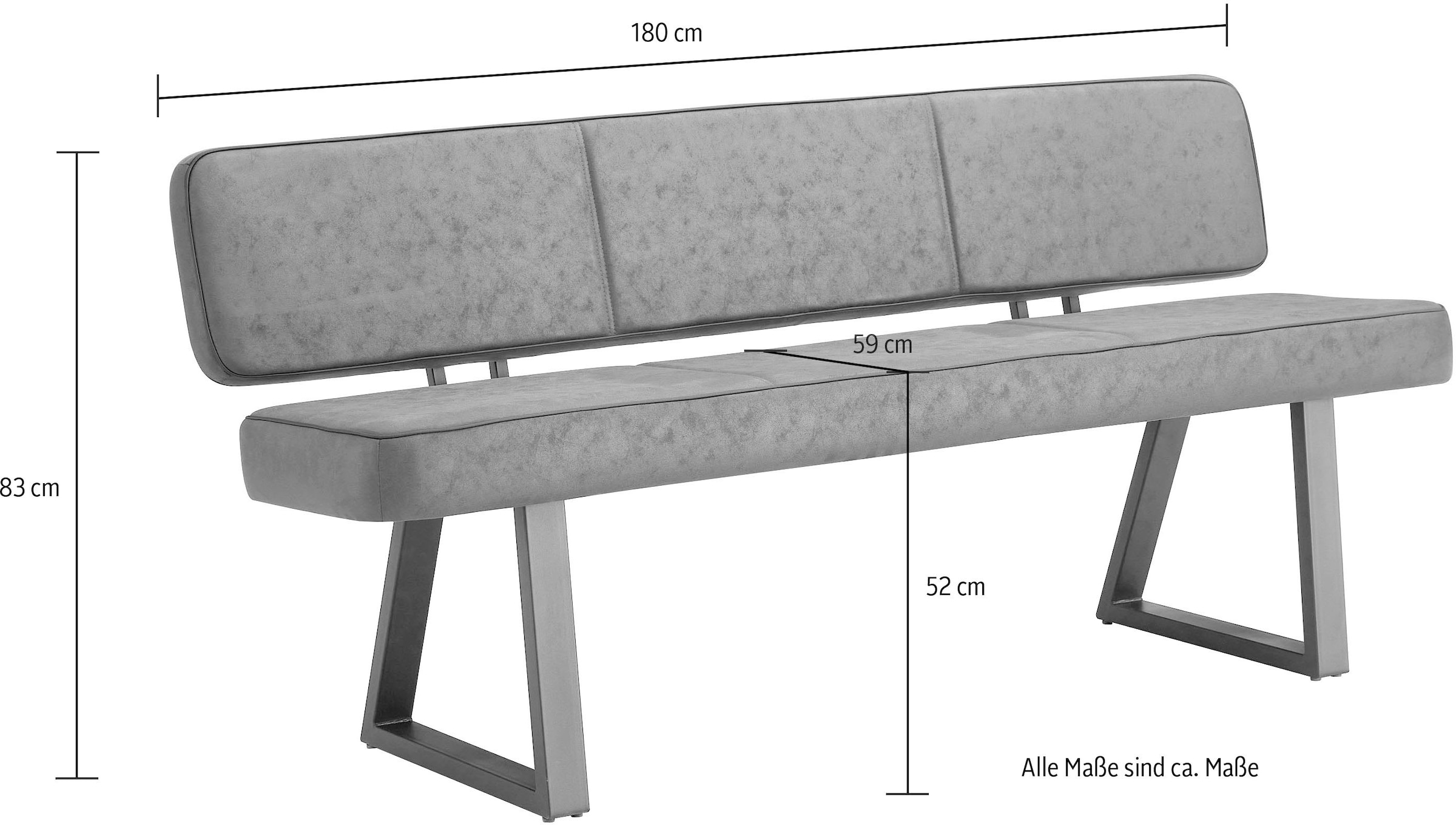 Duo Collection Sitzbank »Tara Bank mit Rückenlehne«, Hochwertiger Mikrofaserbezug, mit Federkern, bis 260 kg belastbar