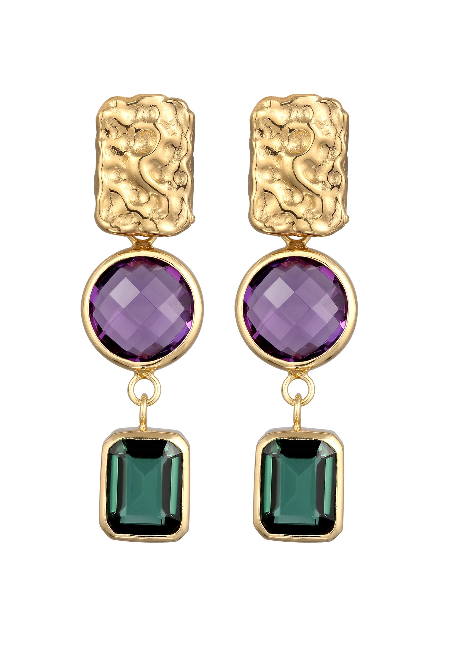 Elli Premium Paar Ohrstecker »Ohrringe Ohrstecker Amethyst Quarz Edelstein 925 Sterling Silber vergoldet«