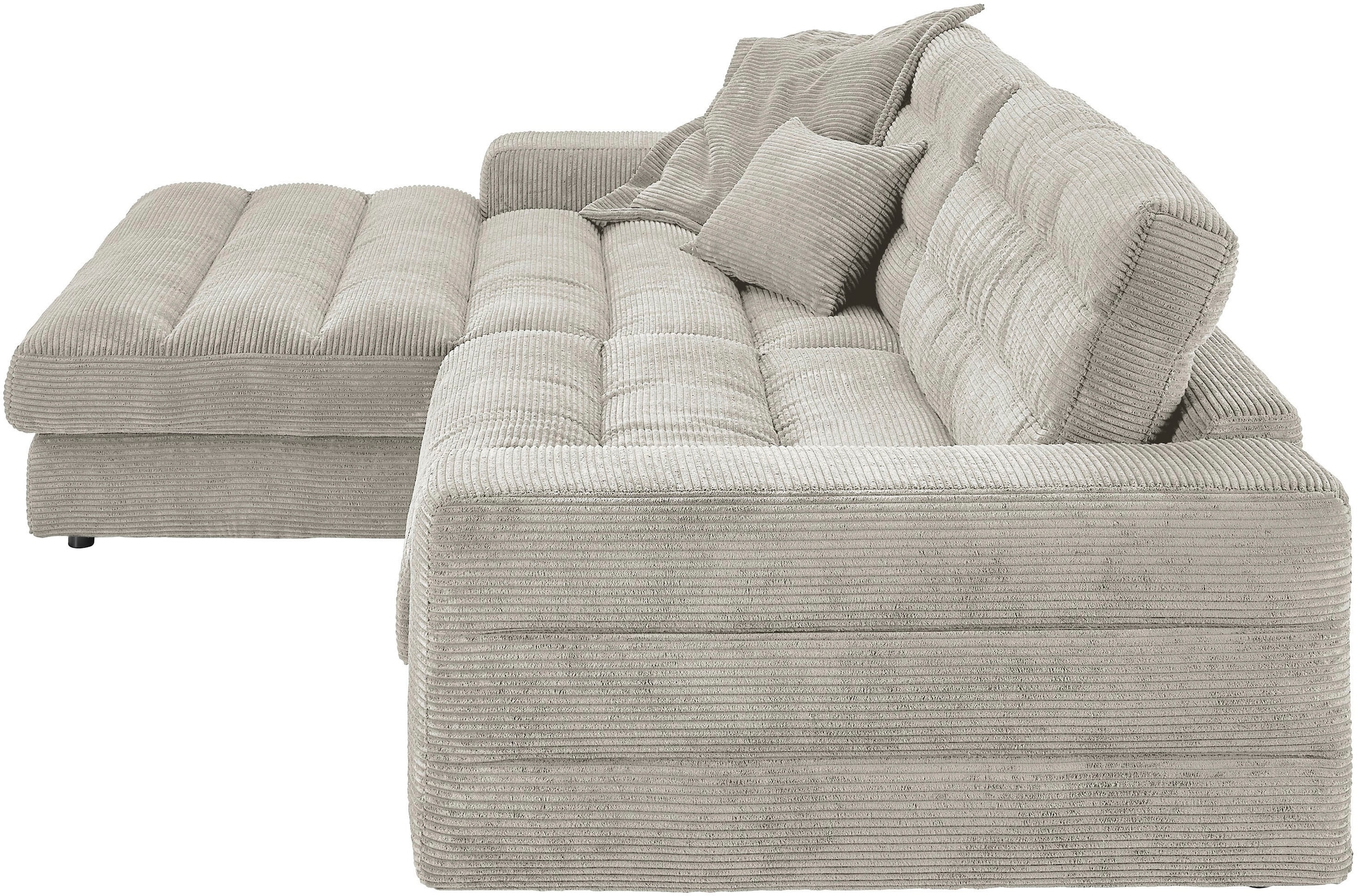 3C Candy Ecksofa »Stripes Mega-Sofa, bequem und komfortabel, L-Form«, Lose Rückenkissen, mit feiner Quersteppung, Cord-Bezug