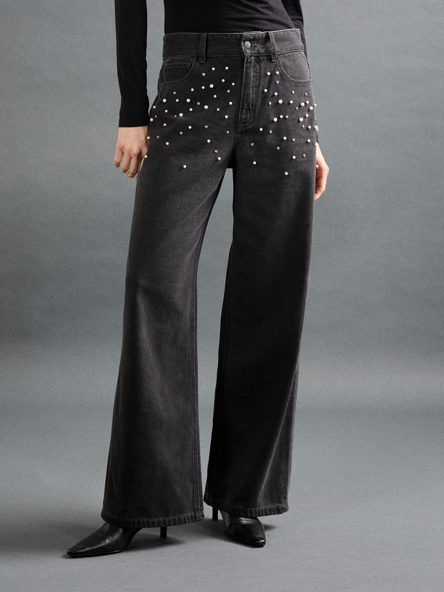 Apricot Weite Jeans »Jeans mit weitem Bein« mit Strass und Perlen verziert
