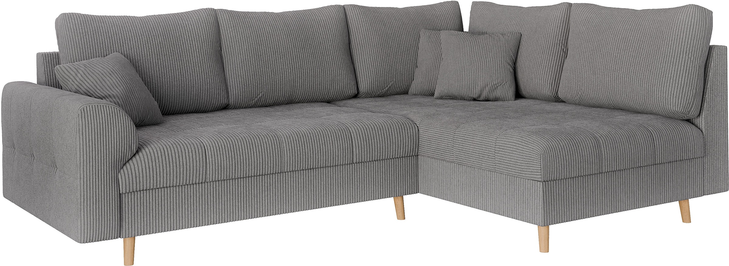 Home affaire Ecksofa »CHARRE L-Form mit Ottomane, Maße B/T/H: 231/161/81 cm«, feine Steppung, lose Rücken- und Zierkissen, auch in Cord und Bouclé