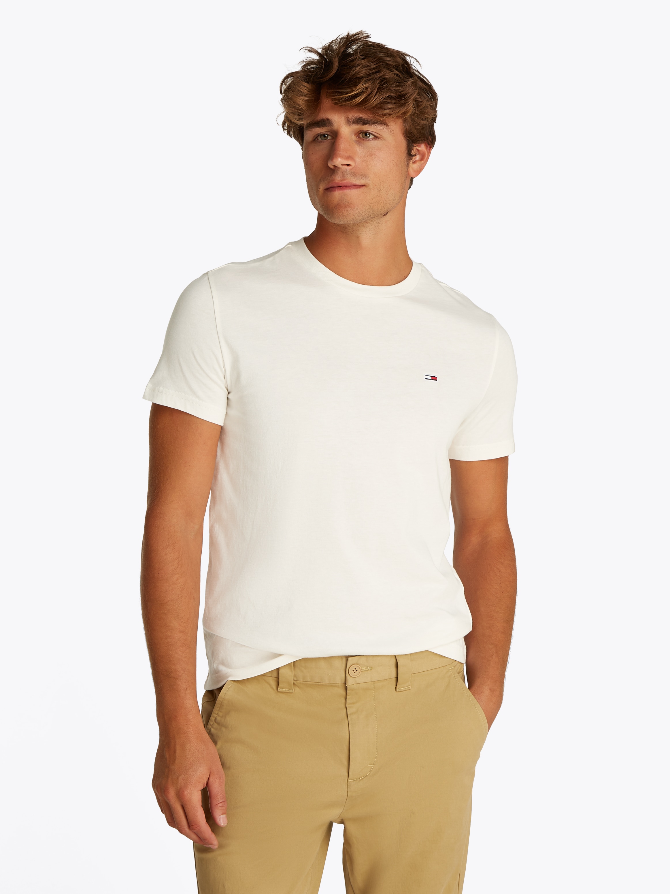 Tommy Jeans Rundhalsshirt »TJM XSLIM 2PACK JERSEY TEE EXT«, (Packung, 2er-Pack), Logostickerei, 2Pack