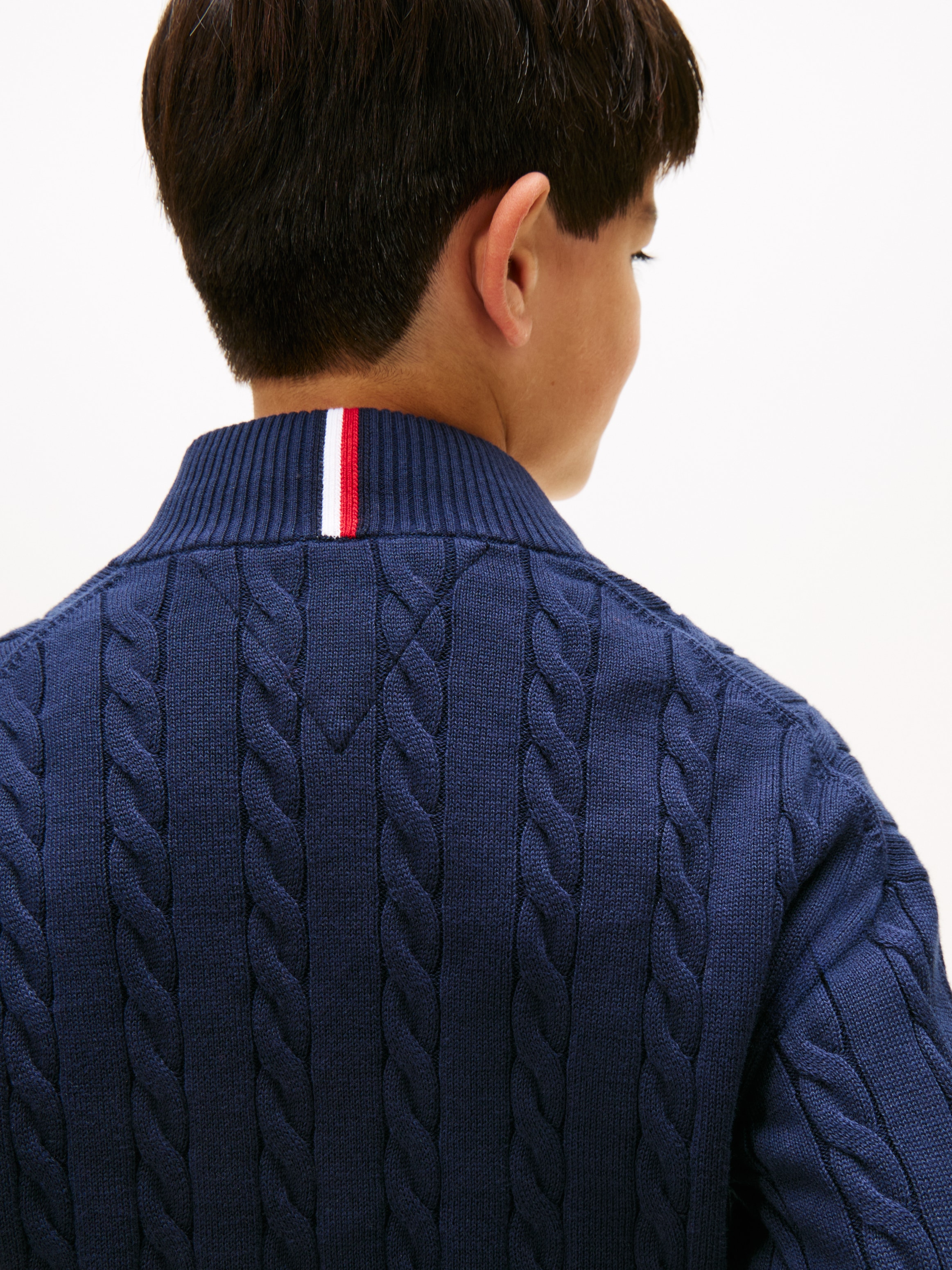 Tommy Hilfiger Strickpullover »COTTON CABLE HALF ZIP SWEATER«, Kinder bis 16 Jahre