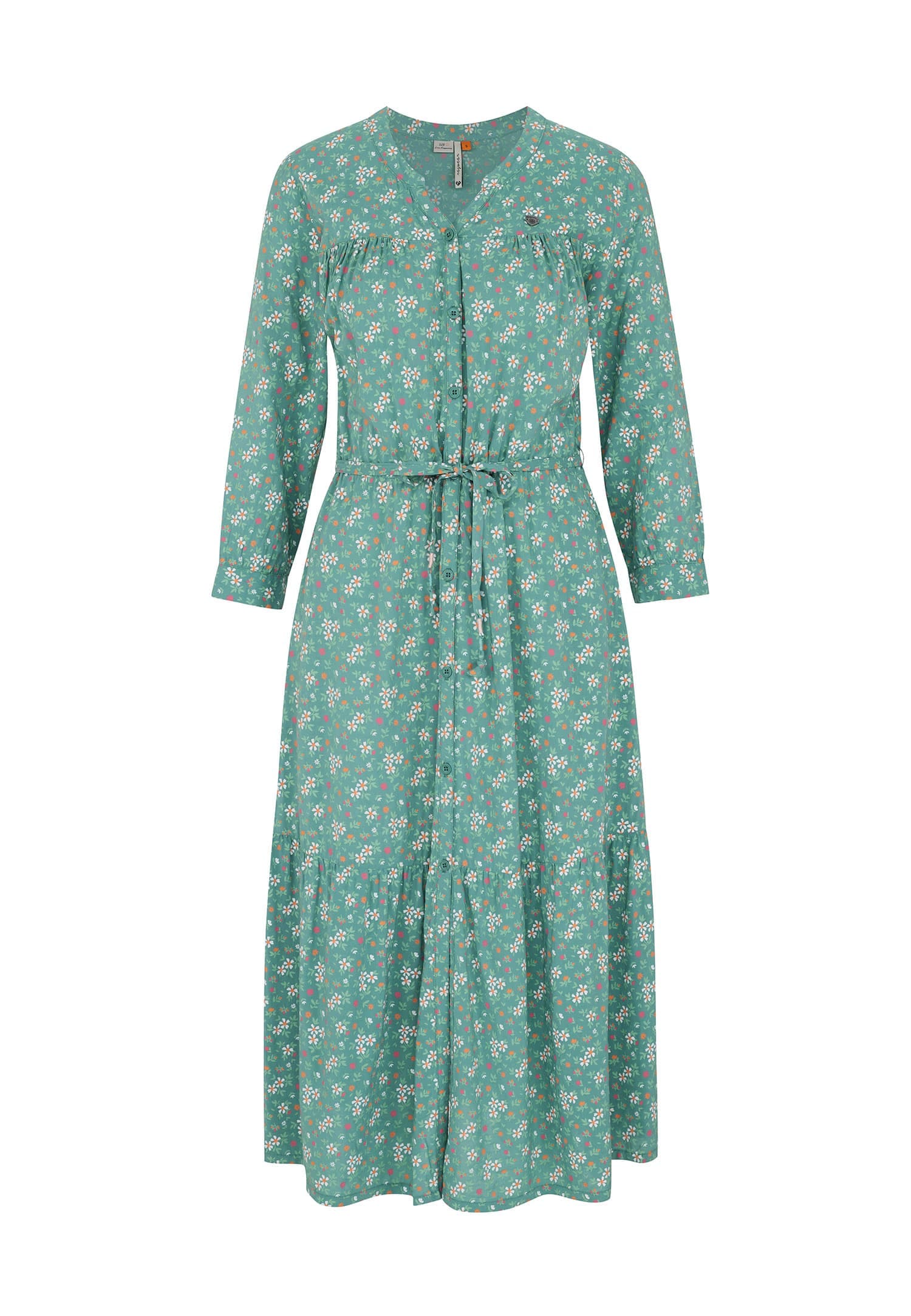 Ragwear Sommerkleid »MEVE«, mit Alloverdruck, Taillen-Bindegürtel und Knpfleiste