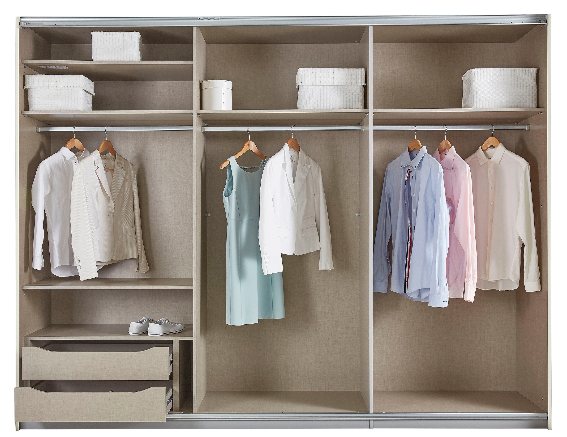 rauch Schwebetürenschrank »Kleiderschrank Schrank Garderobe Schlafzimmerschrank TUBONA« inkl. Schubkasteneinsatz und zusätzlichen Einlegeböden MADE IN GERMANY