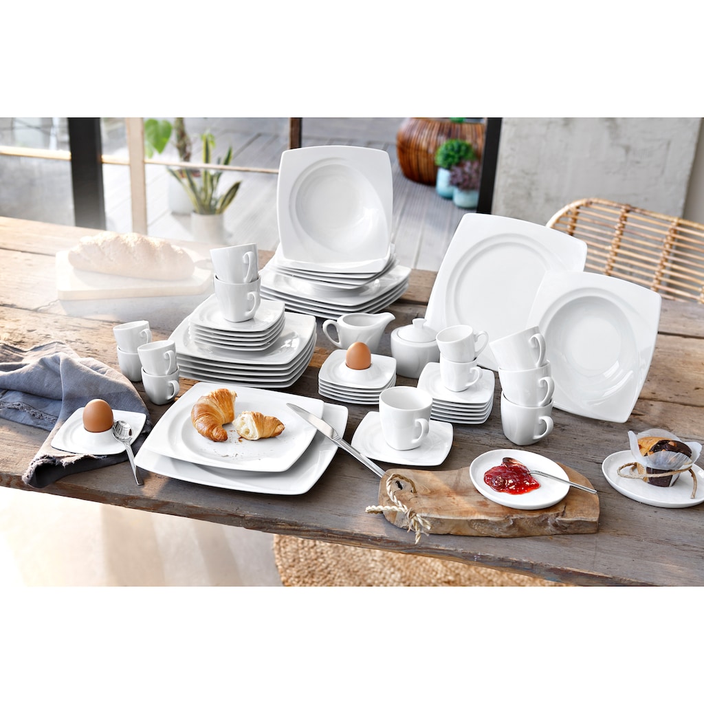 CreaTable Kombiservice »Geschirr-Set Celebration«, (50 tlg., Kaffeeservice und Tafelservice im Set, für 6 Personen)