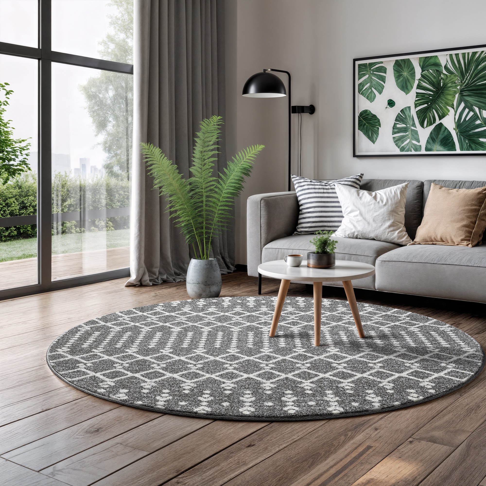 Sanat Teppich »Boho 8203« rund 10 mm Höhe Kurzflor, robust, Boho, Scandic, für Fussbodenheizung geeignet