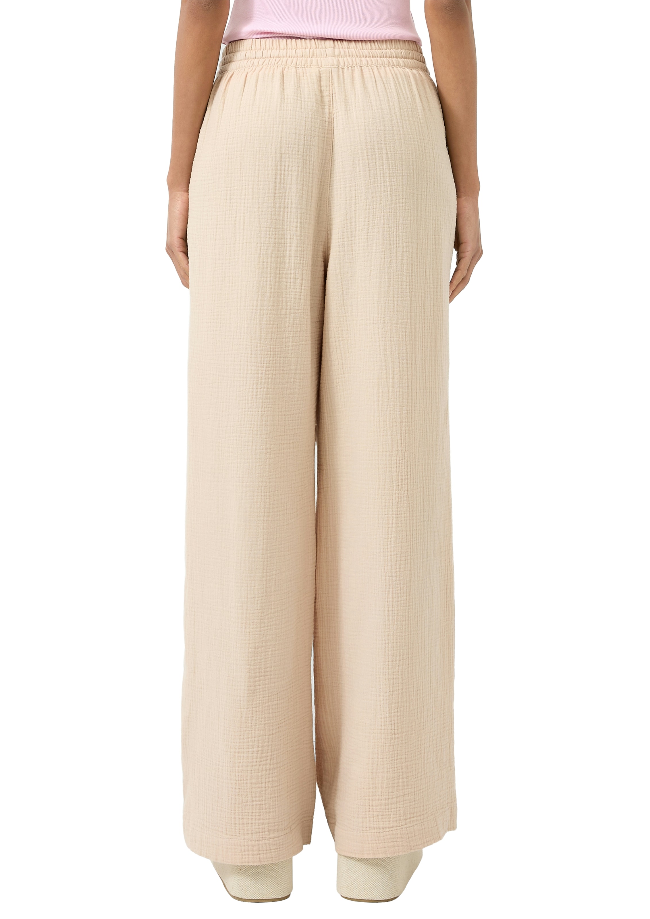 QS Stoffhose  mit Gummizug und weitem Bein