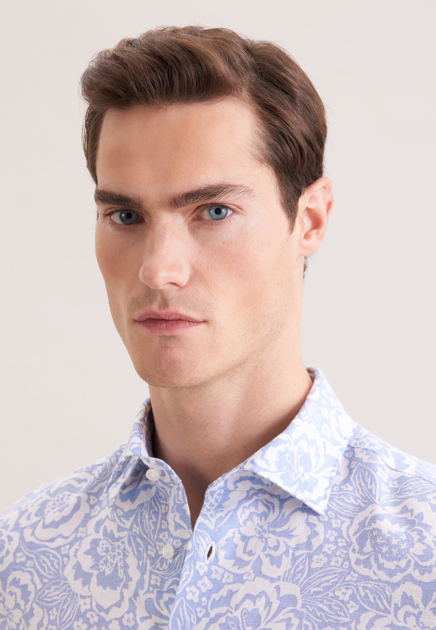 seidensticker Leinenhemd »Schwarze Rose« Slim 1/1 Kentkragen Druck