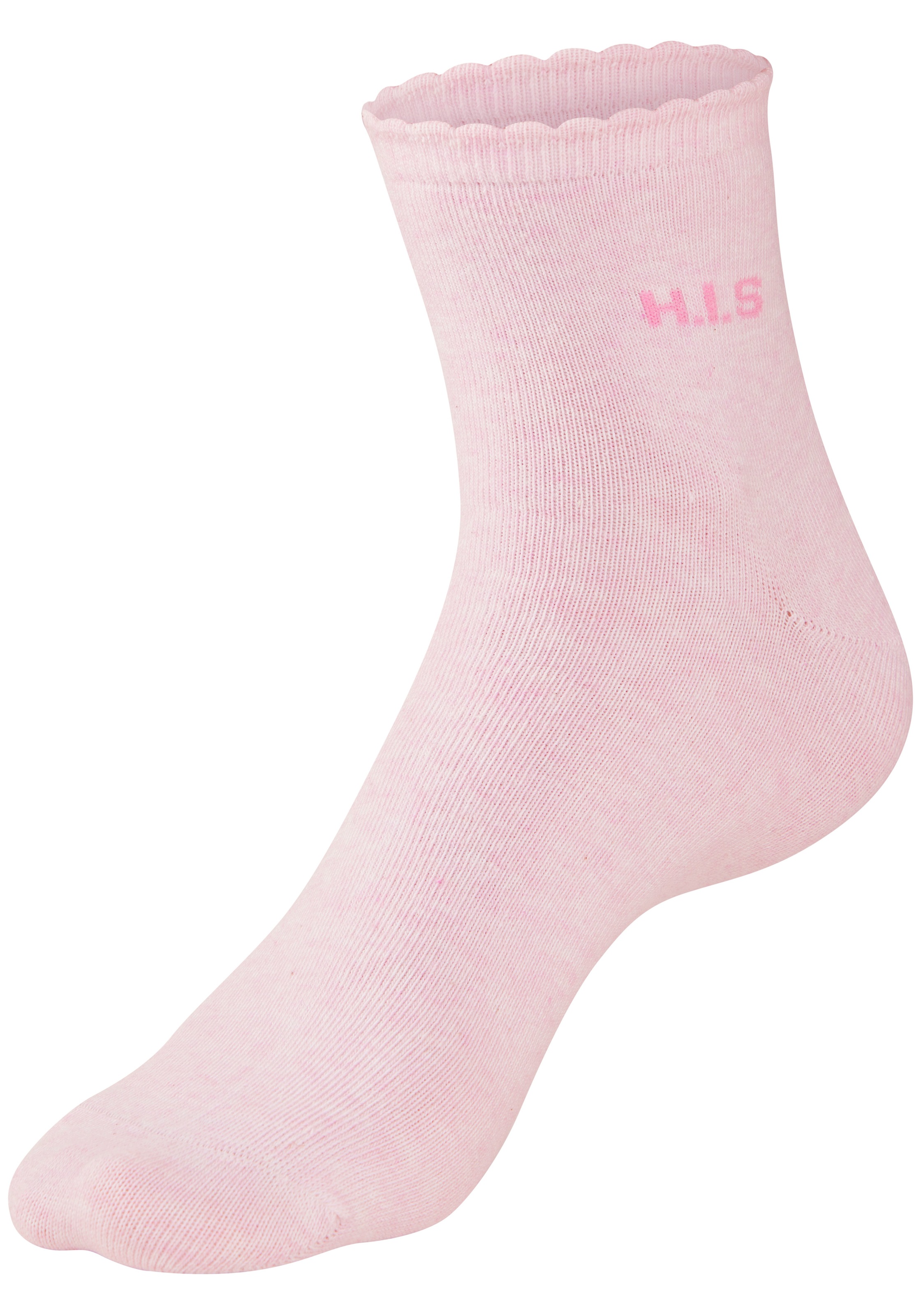 H.I.S Kurzsocken »Damen uni und meliert für die ganze Woche« Packung, 7 Paar tlg. mit gewelltem Bündchen