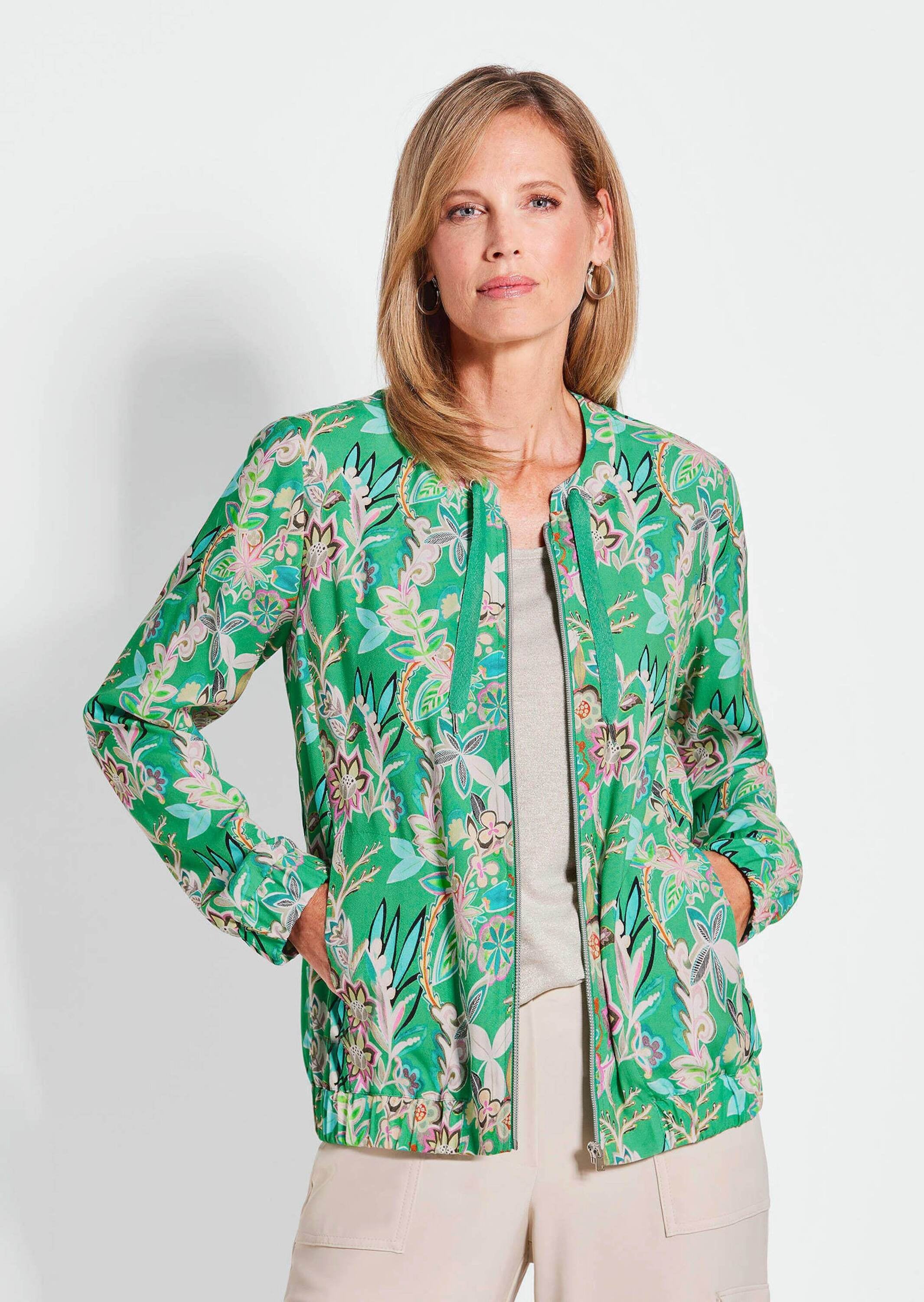 GOLDNER Kurzjacke »Kurzgröße Floraler Damenblouson mit Reißverschluss«