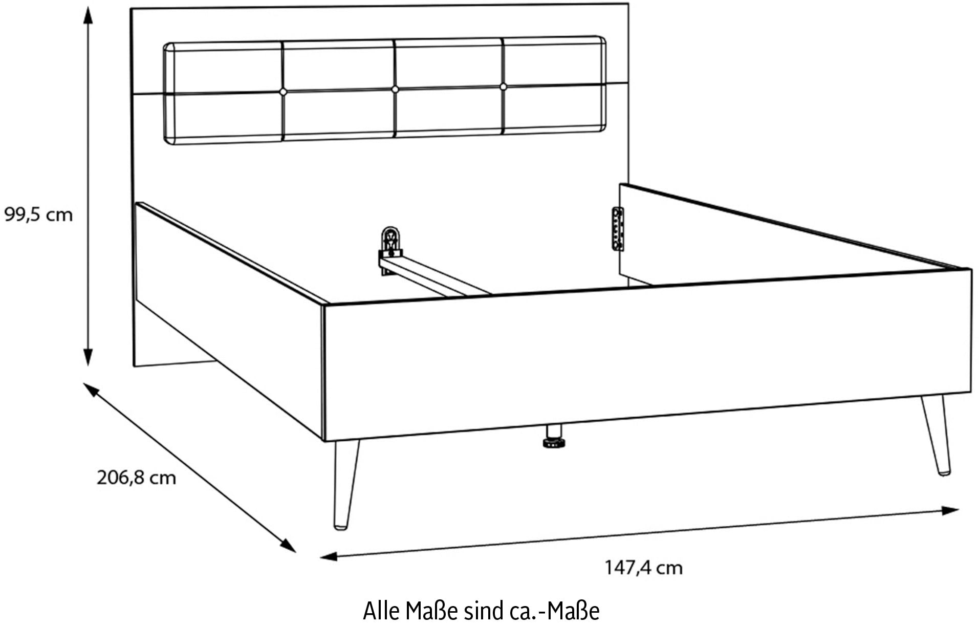 FORTE Bettgestell, mit gepolstertem Kopfteil