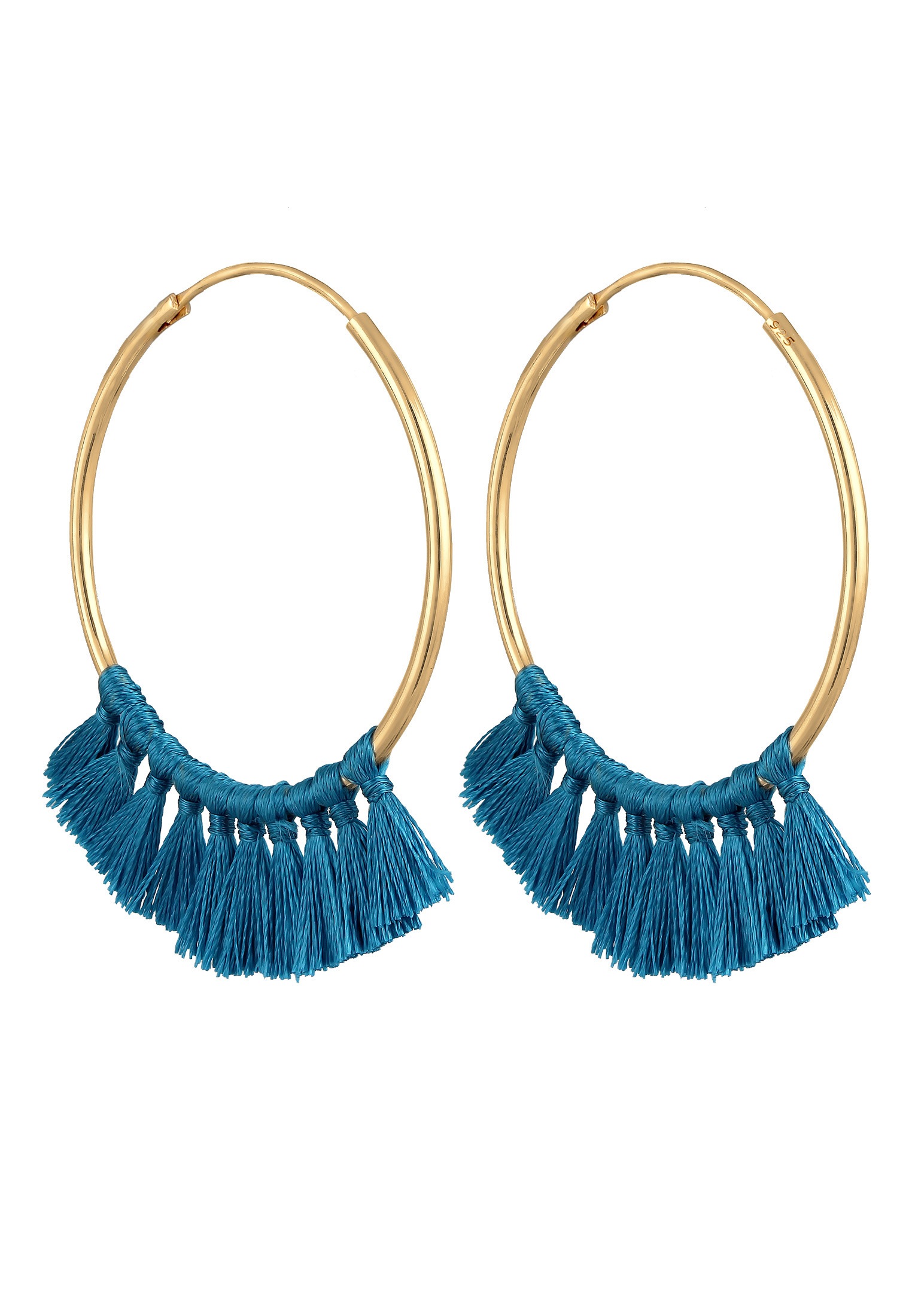 Elli Paar Creolen »Ohrringe Creole Tassel Quaste Festival Rot Boho 925 Silber vergoldet«
