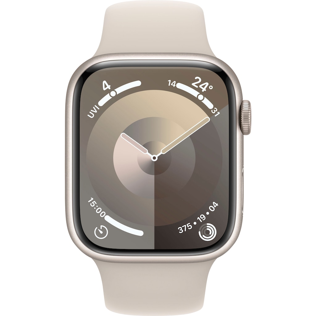 Apple Smartwatch »Watch Series 9 GPS + Cellular 45mm Aluminium S/M«, (Watch OS 10 Sport Band)