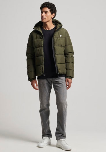 Superdry Steppjacke »HOODED SPORTS PUFFR JACKET«, mit Kapuze, mit kontrastfarbener Stickerei