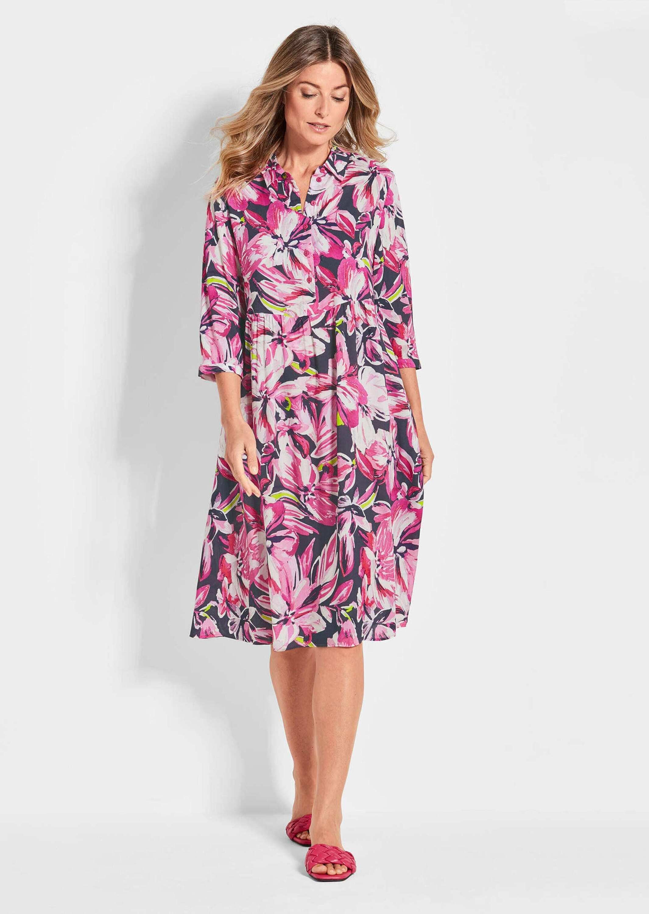 GOLDNER Blusenkleid »Kurzgröße Hemdblusenkleid mit Allover-Print«
