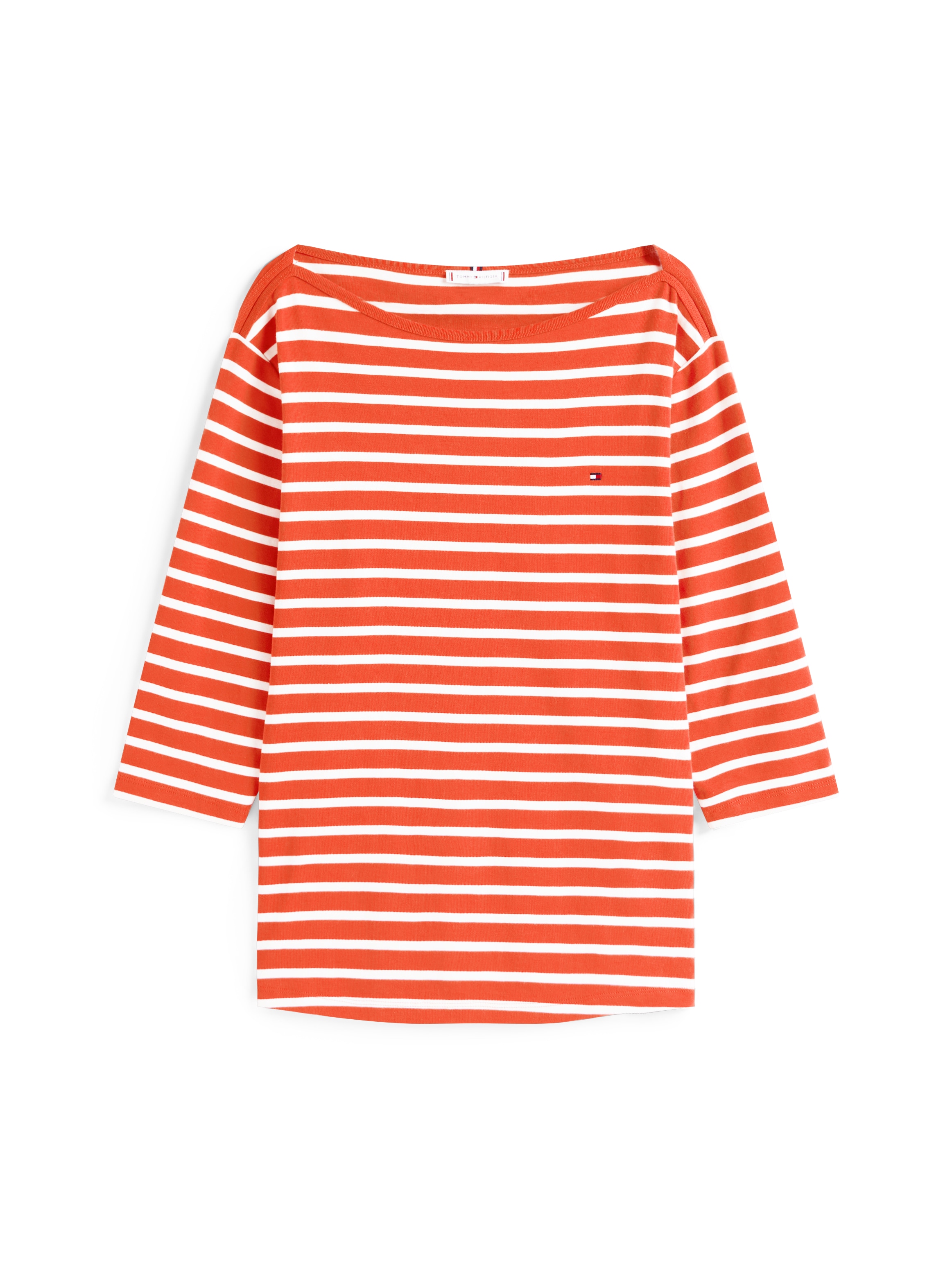 Tommy Hilfiger Curve T-Shirt »CRV SLIM CODY BOAT-NK 3/4SLV«, in Großen Größen, 3/4 Ärmel, Logostickerei