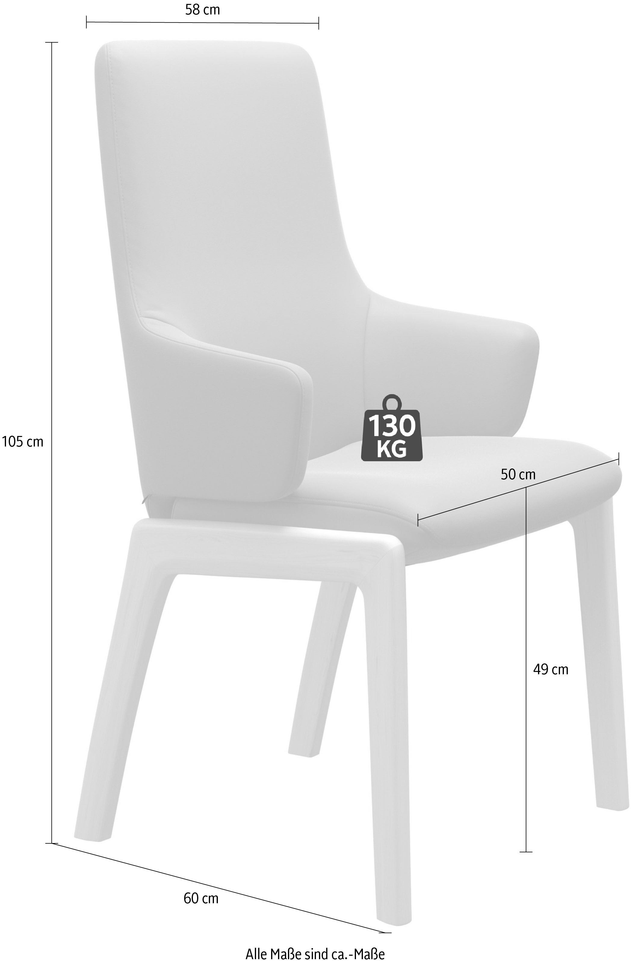 Stressless® Polsterstuhl »Laurel«, Leder PALOMA, High Back mit Armlehne, Größe L, mit abgerundeten Beinen in Eiche