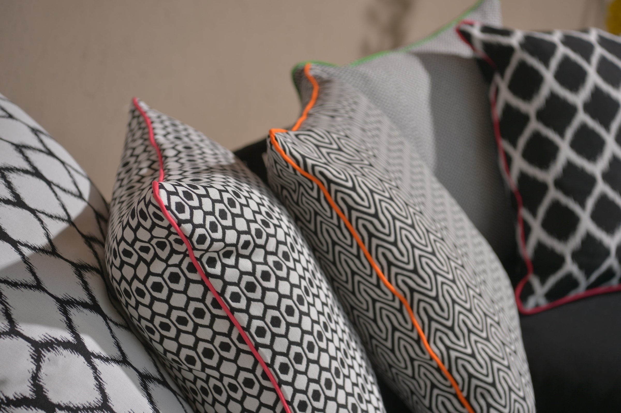 H.O.C.K. Dekokissen »Barney« Outdoorkissen inkl. Füllung, 60x60cm, Dekokissen, gemustert, weiß