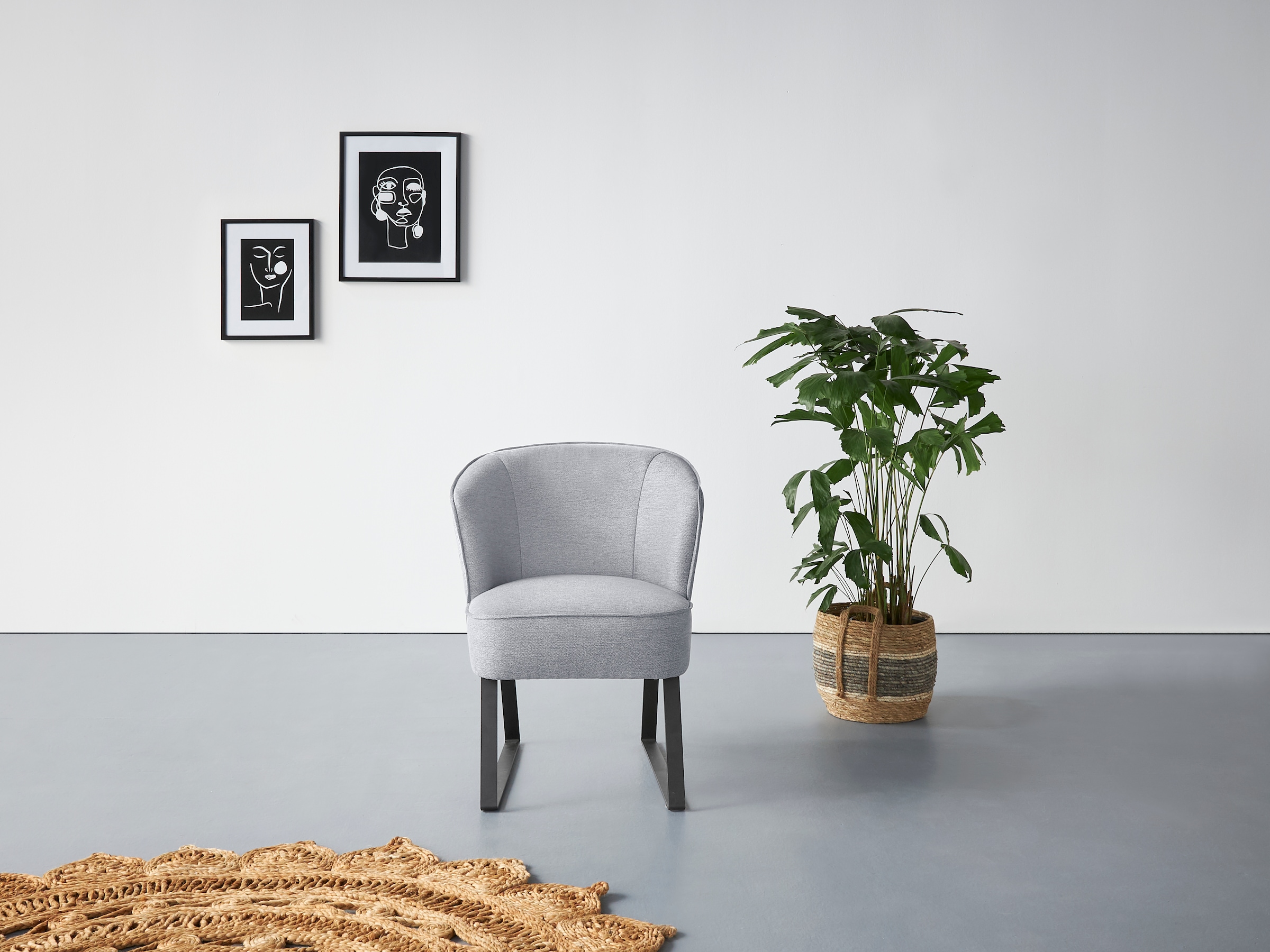 exxpo - sofa fashion Sessel »Americano, Loungesessel«, mit Keder und Metallfüßen, Bezug in verschiedenen Qualitäten, 1 Stck.