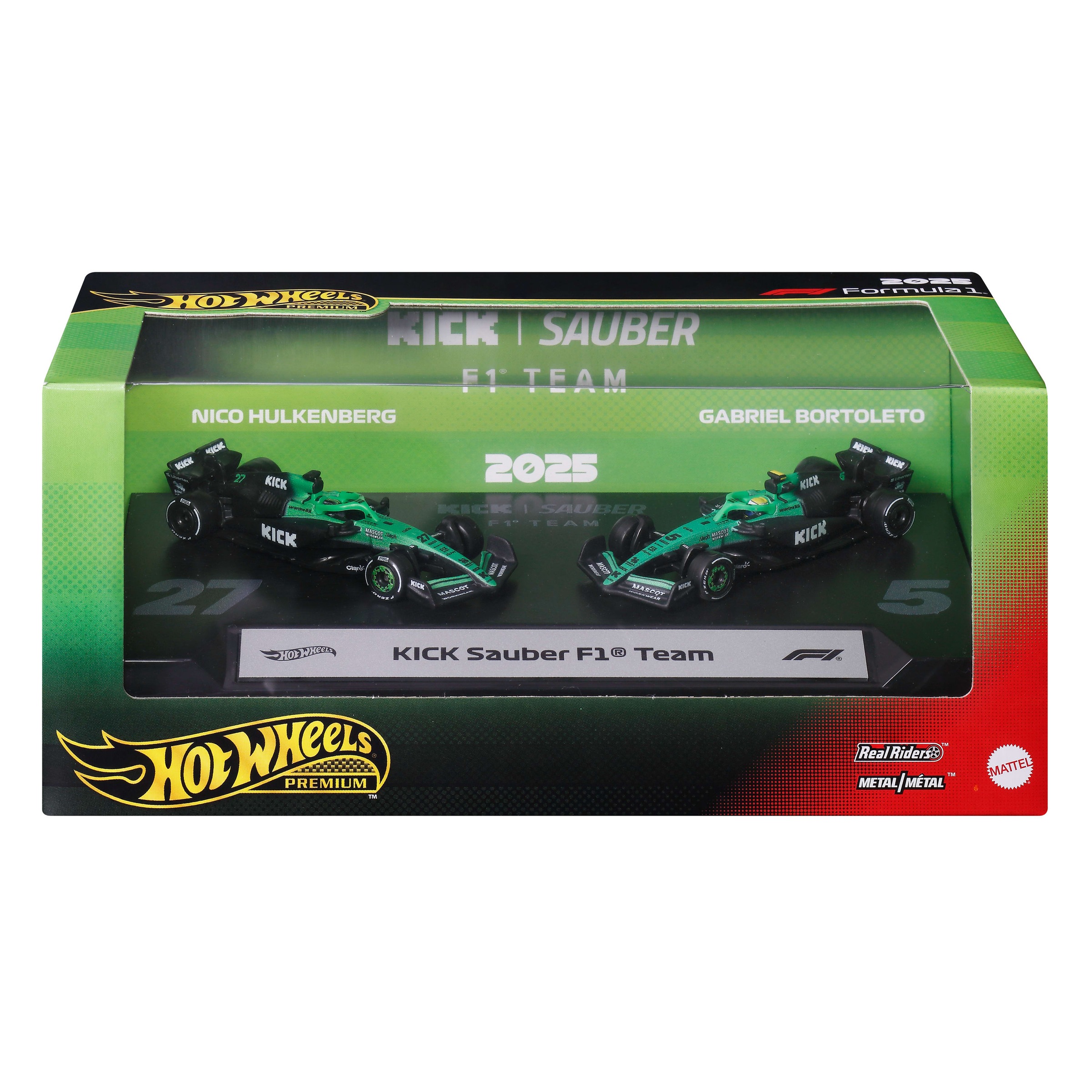 Hot Wheels Spielzeug-Rennwagen »Premium, KICK Sauber F1-Team, Nico Hulkenberg und Gabriel Bortoleto« Maßstab 1:64