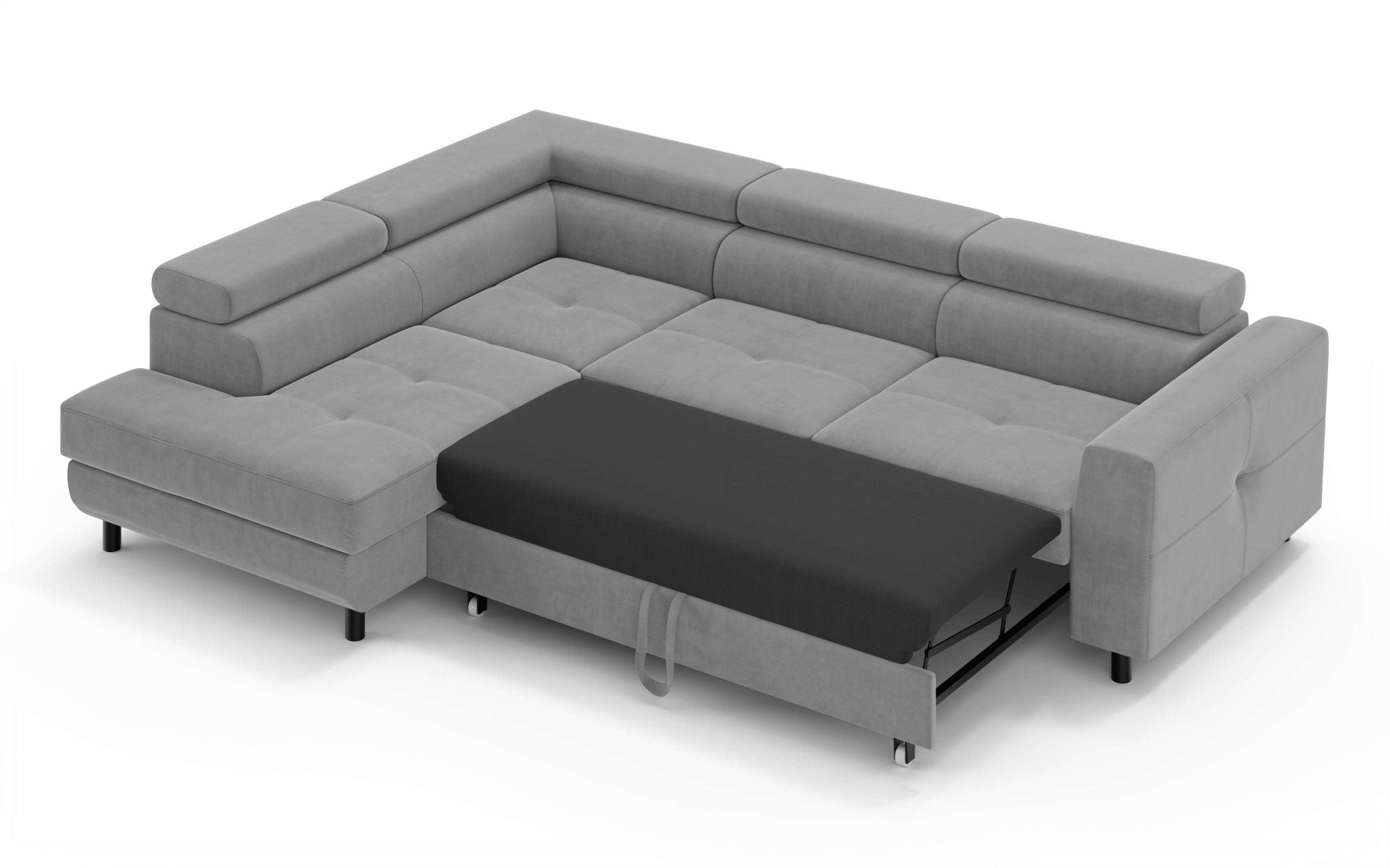 OTTO home Ecksofa »AADEN Schlafsofa mit verstellbaren Kopfstützen, B/T/H: 254/199/90 cm«, mit Bettfunktion und Bettkasten, Ottomane rechts/links bestellbar